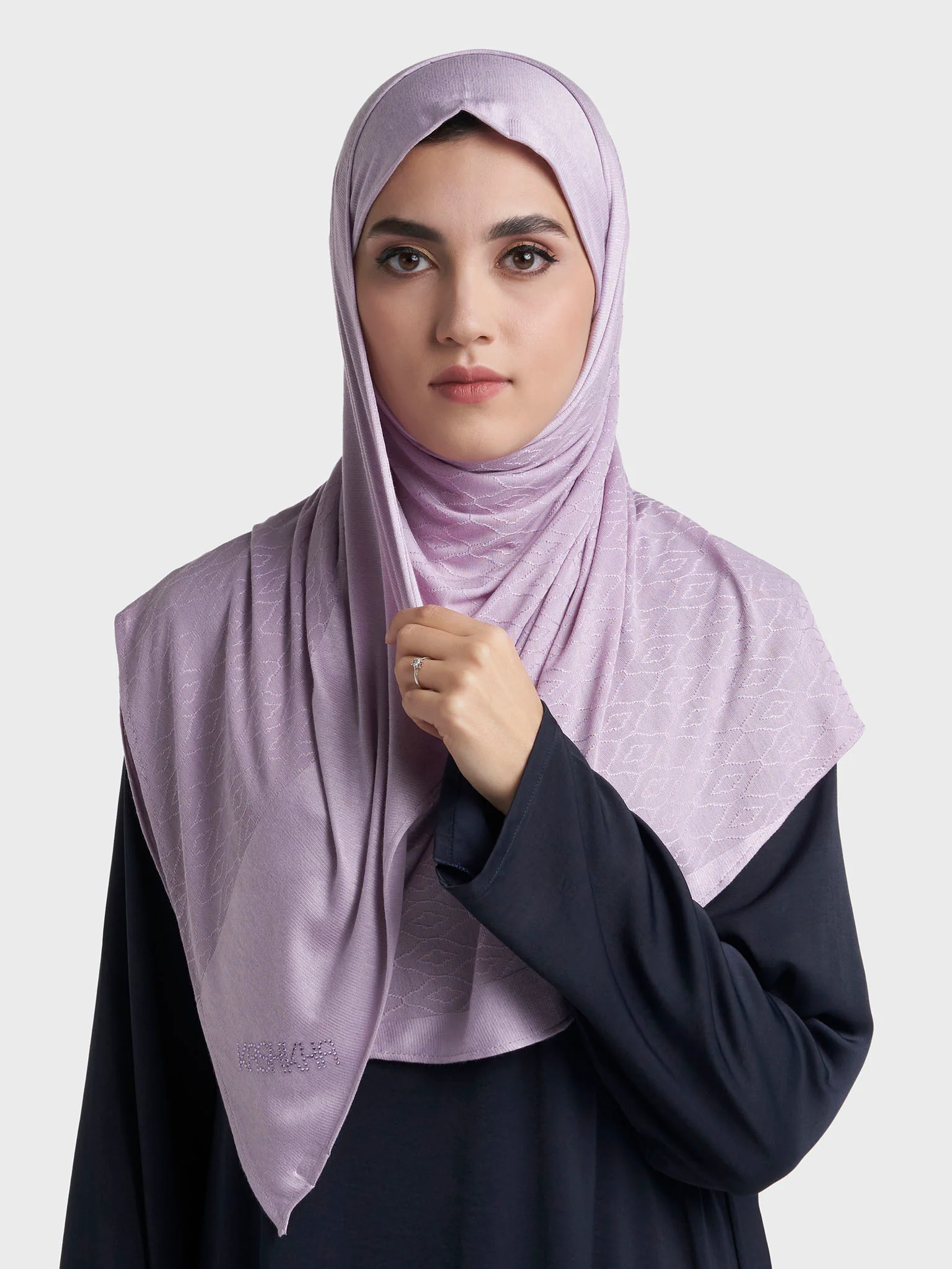 Moroccan Tile Jacquard Self Print Ready to Wear Jersey Hijab (SRKP22130L) - Image 3