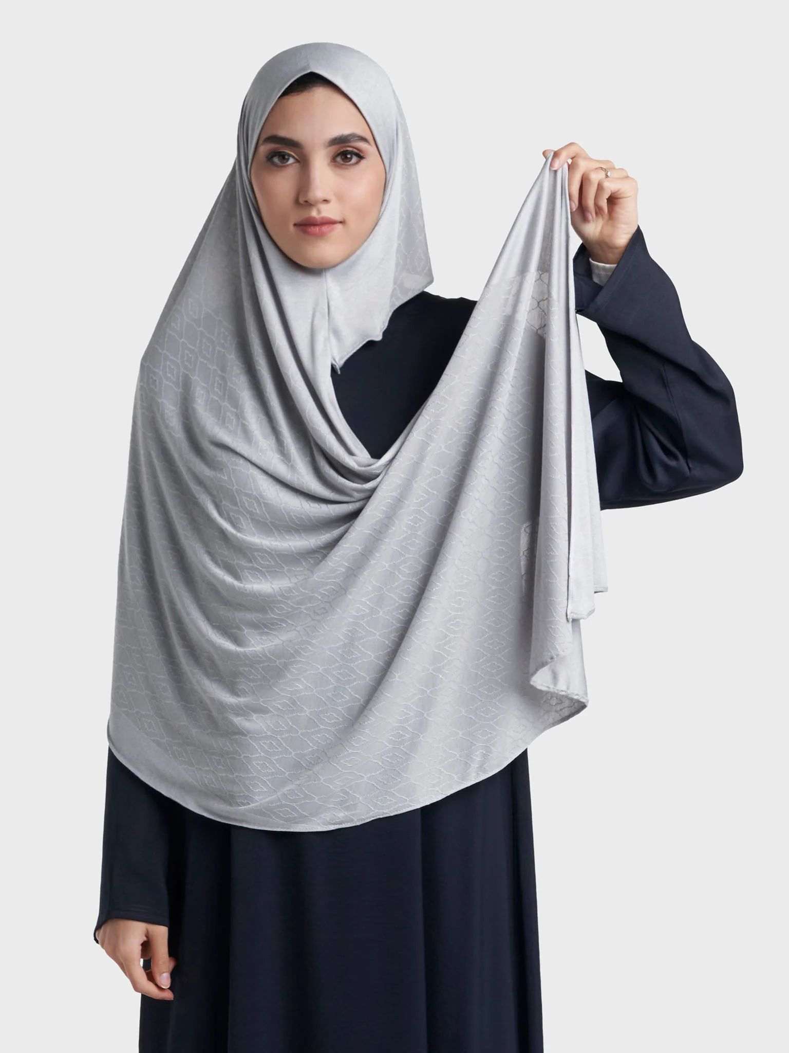 Moroccan Tile Jacquard Self Print Ready to Wear Jersey Hijab (SRKP22130L) - Image 31