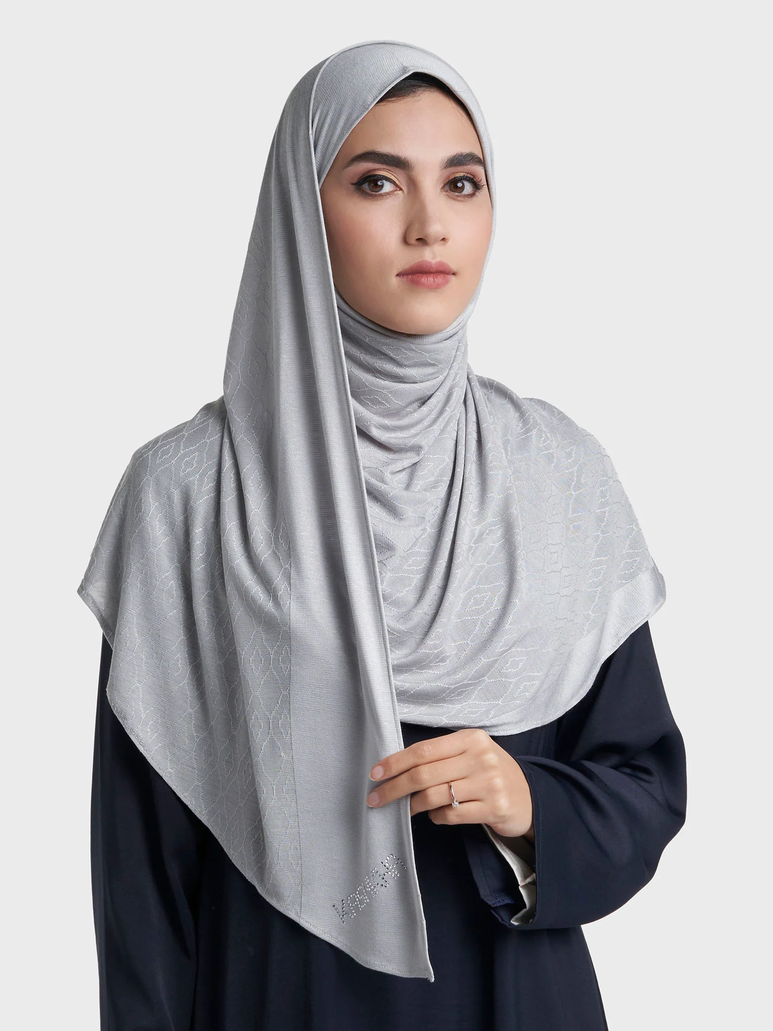 Moroccan Tile Jacquard Self Print Ready to Wear Jersey Hijab (SRKP22130L) - Image 32