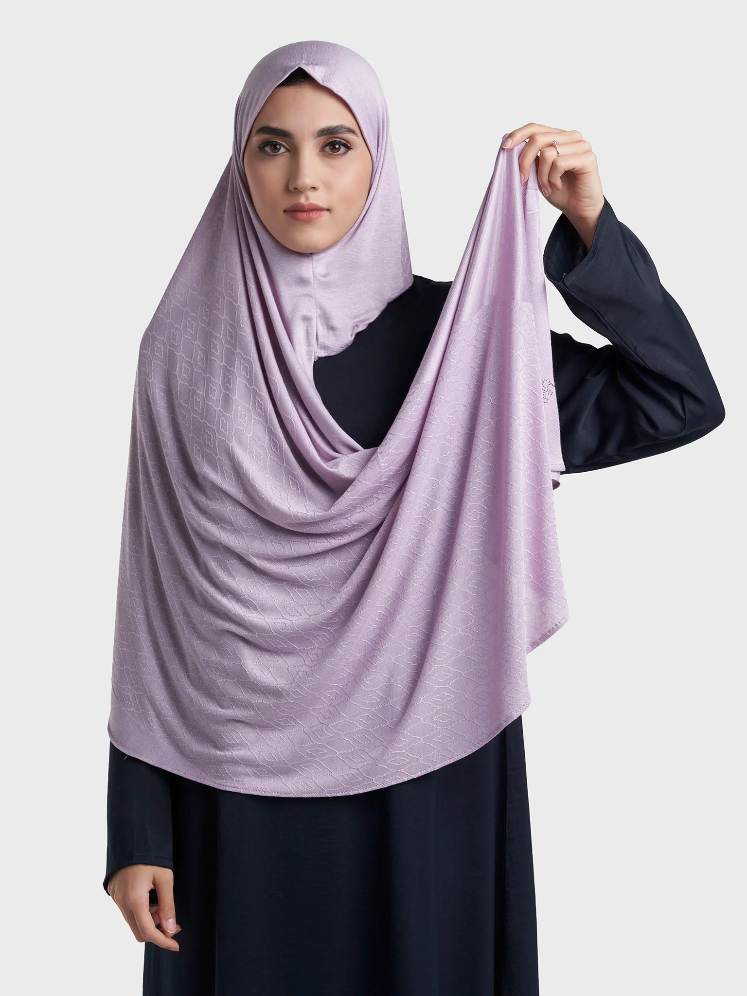 Moroccan Tile Jacquard Self Print Ready to Wear Jersey Hijab (SRKP22130L) - Image 35