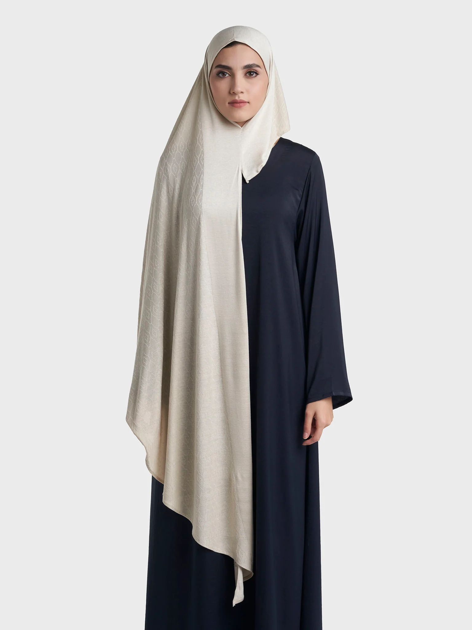 Moroccan Tile Jacquard Self Print Ready to Wear Jersey Hijab (SRKP22130L) - Image 38