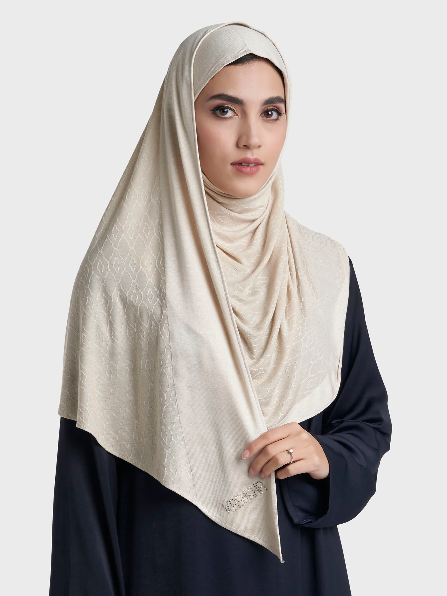Moroccan Tile Jacquard Self Print Ready to Wear Jersey Hijab (SRKP22130L) - Image 40