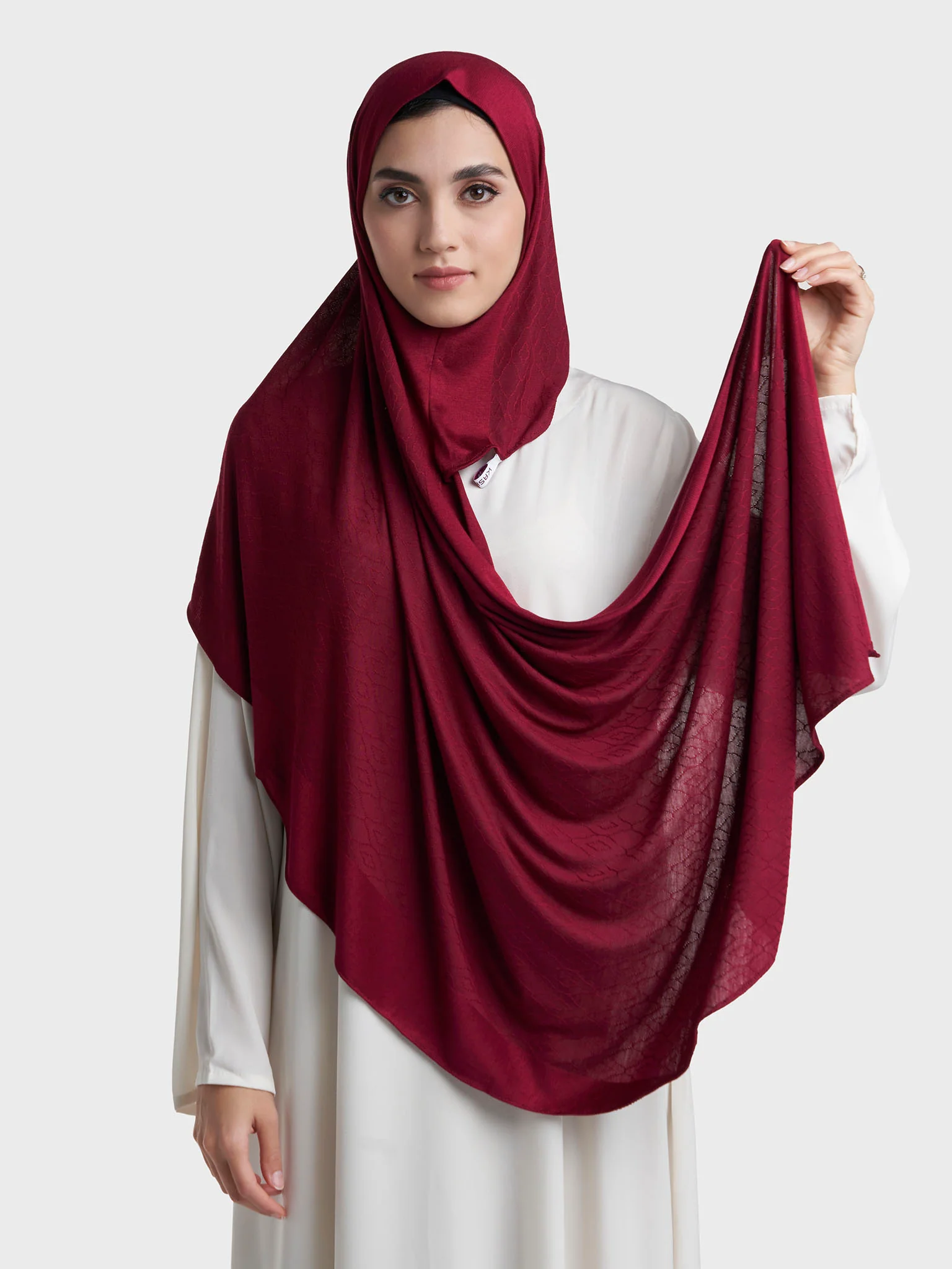 Moroccan Tile Jacquard Self Print Ready to Wear Jersey Hijab (SRKP22130L) - Image 43