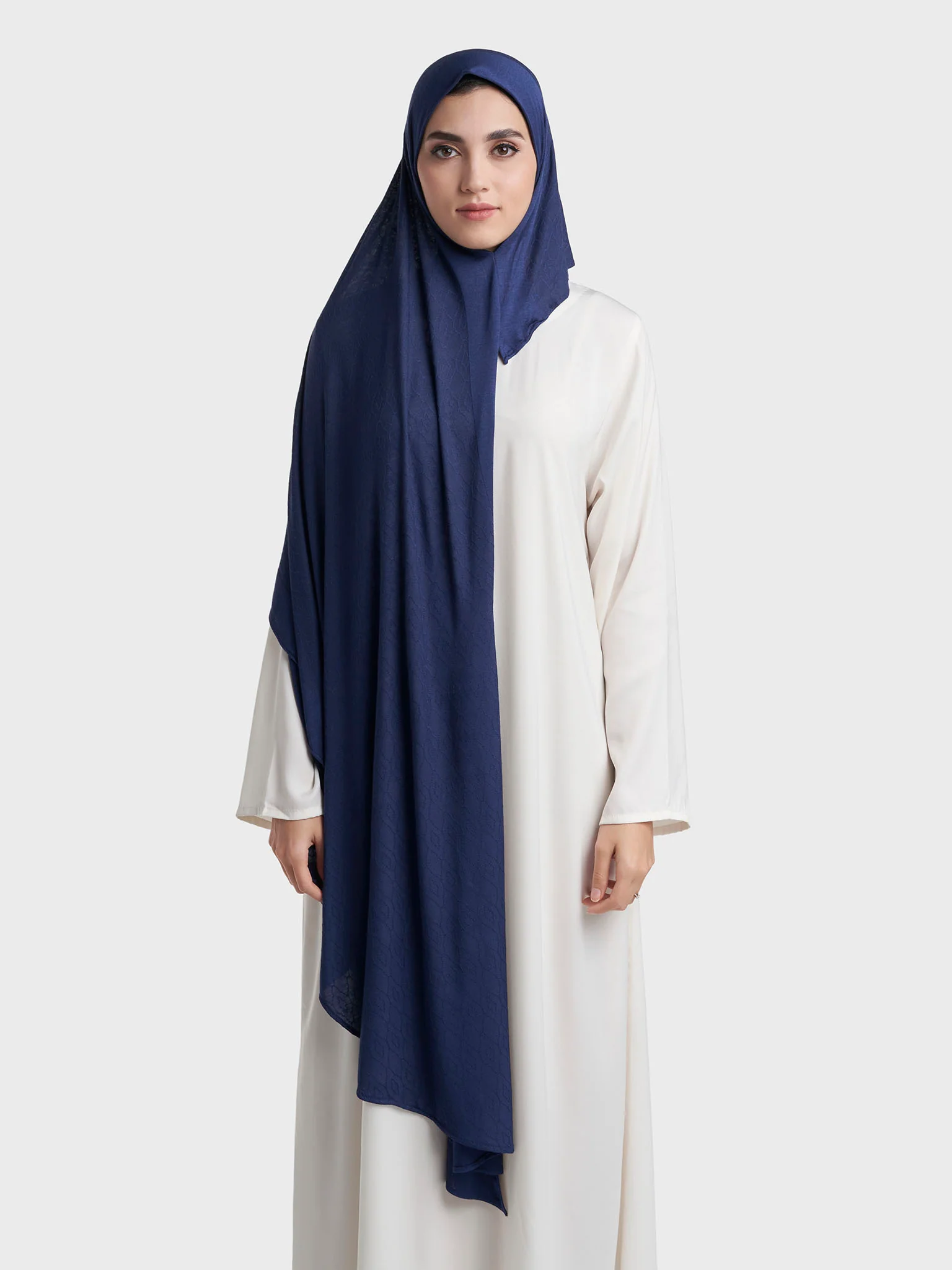 Moroccan Tile Jacquard Self Print Ready to Wear Jersey Hijab (SRKP22130L) - Image 46