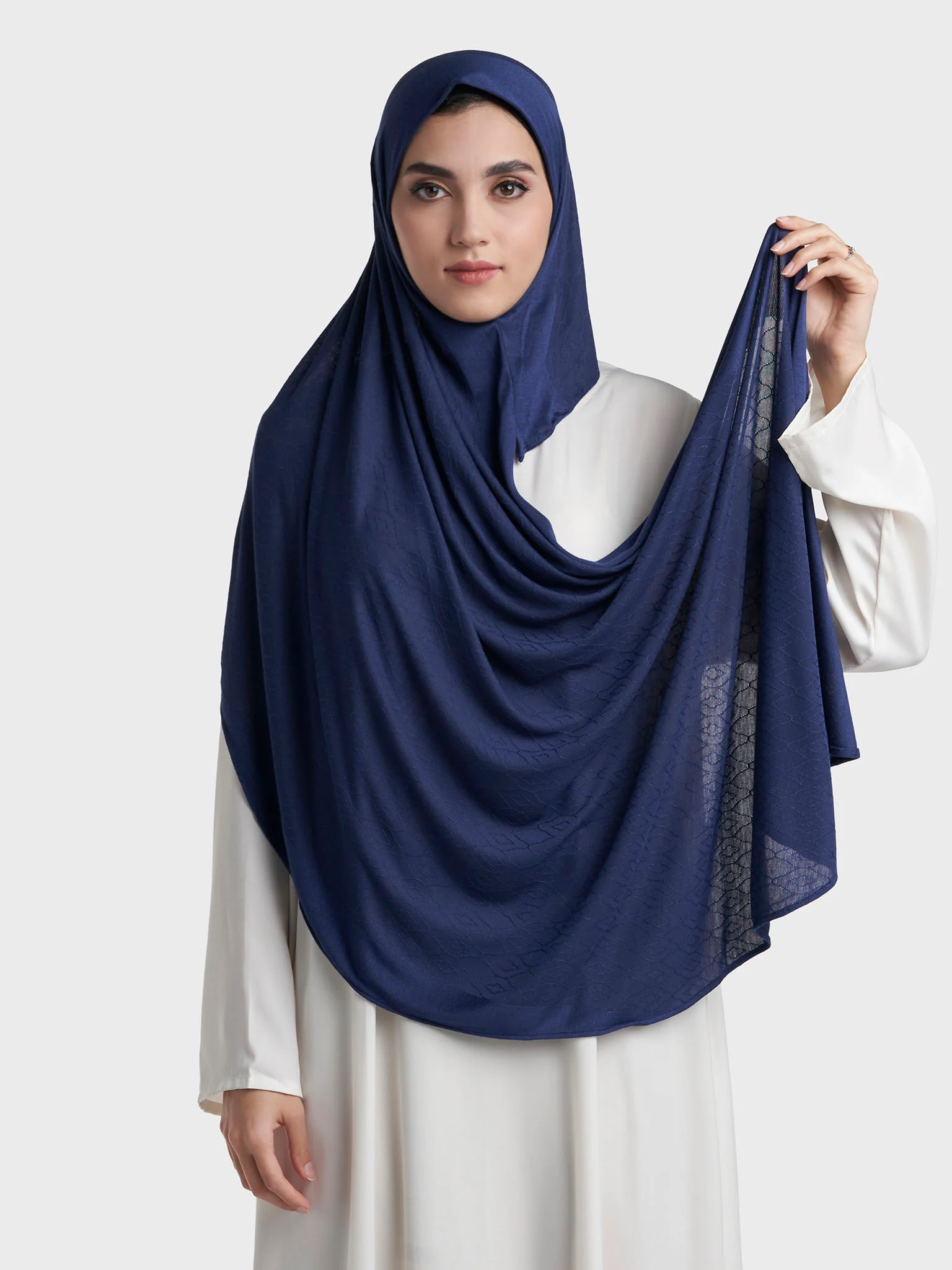 Moroccan Tile Jacquard Self Print Ready to Wear Jersey Hijab (SRKP22130L) - Image 47