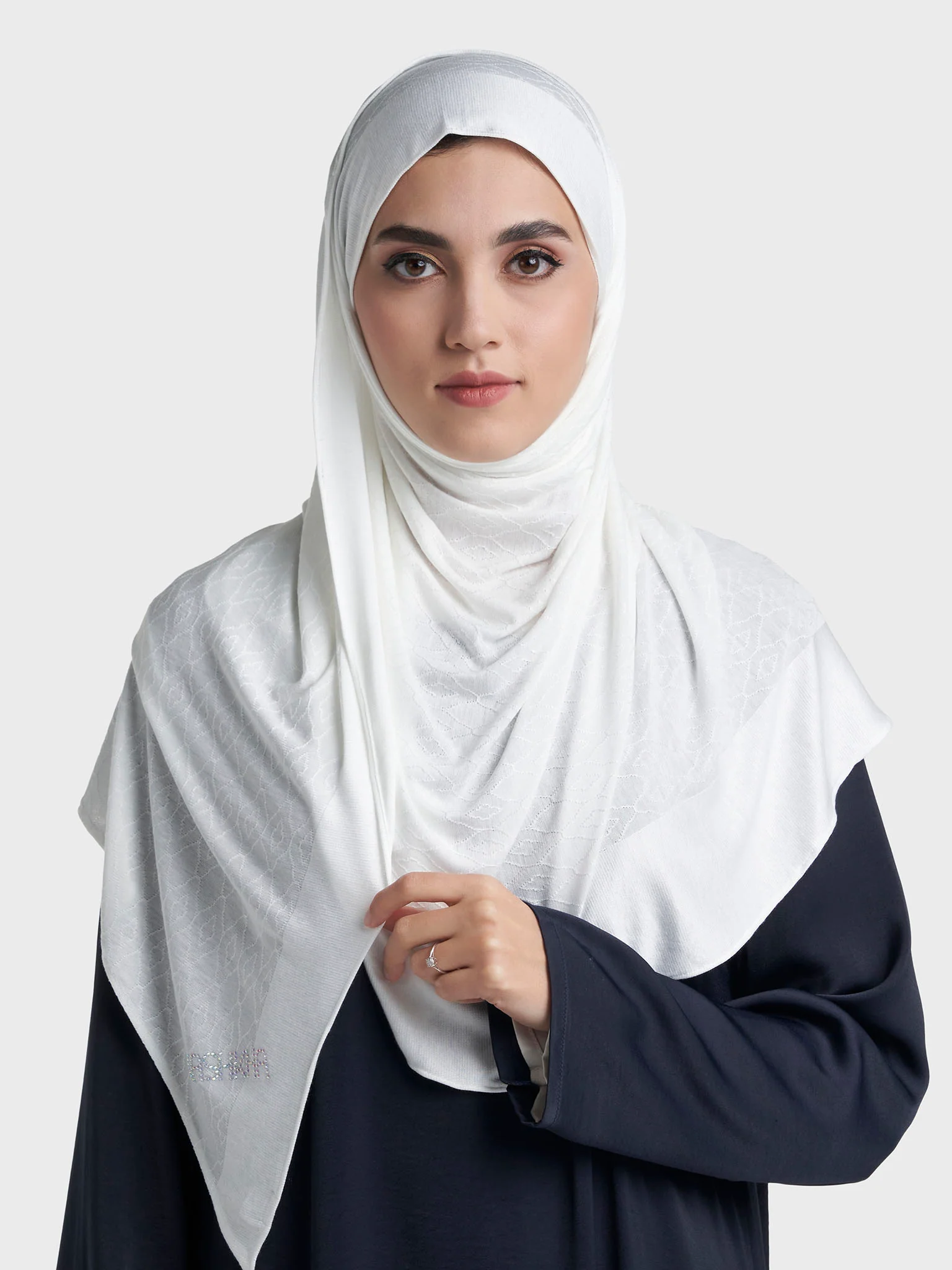 Moroccan Tile Jacquard Self Print Ready to Wear Jersey Hijab (SRKP22130L) - Image 8