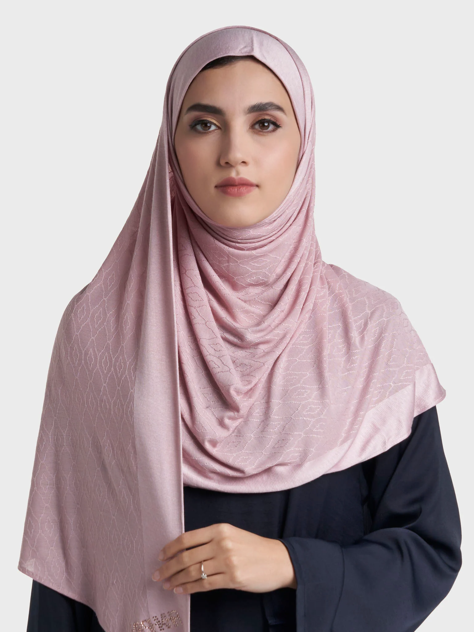 Moroccan Tile Jacquard Self Print Ready to Wear Jersey Hijab (SRKP22130L) - Image 9