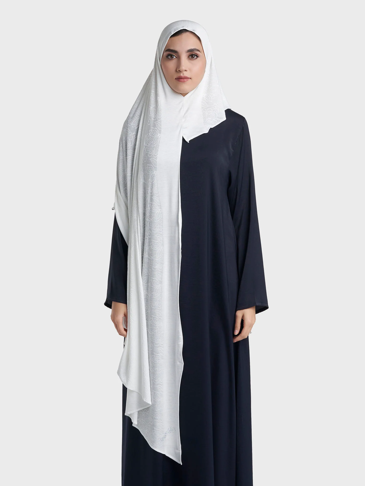 Veins Jacquard Self Print Ready to Wear Jersey Hijab (SRKP22131L) - Image 11