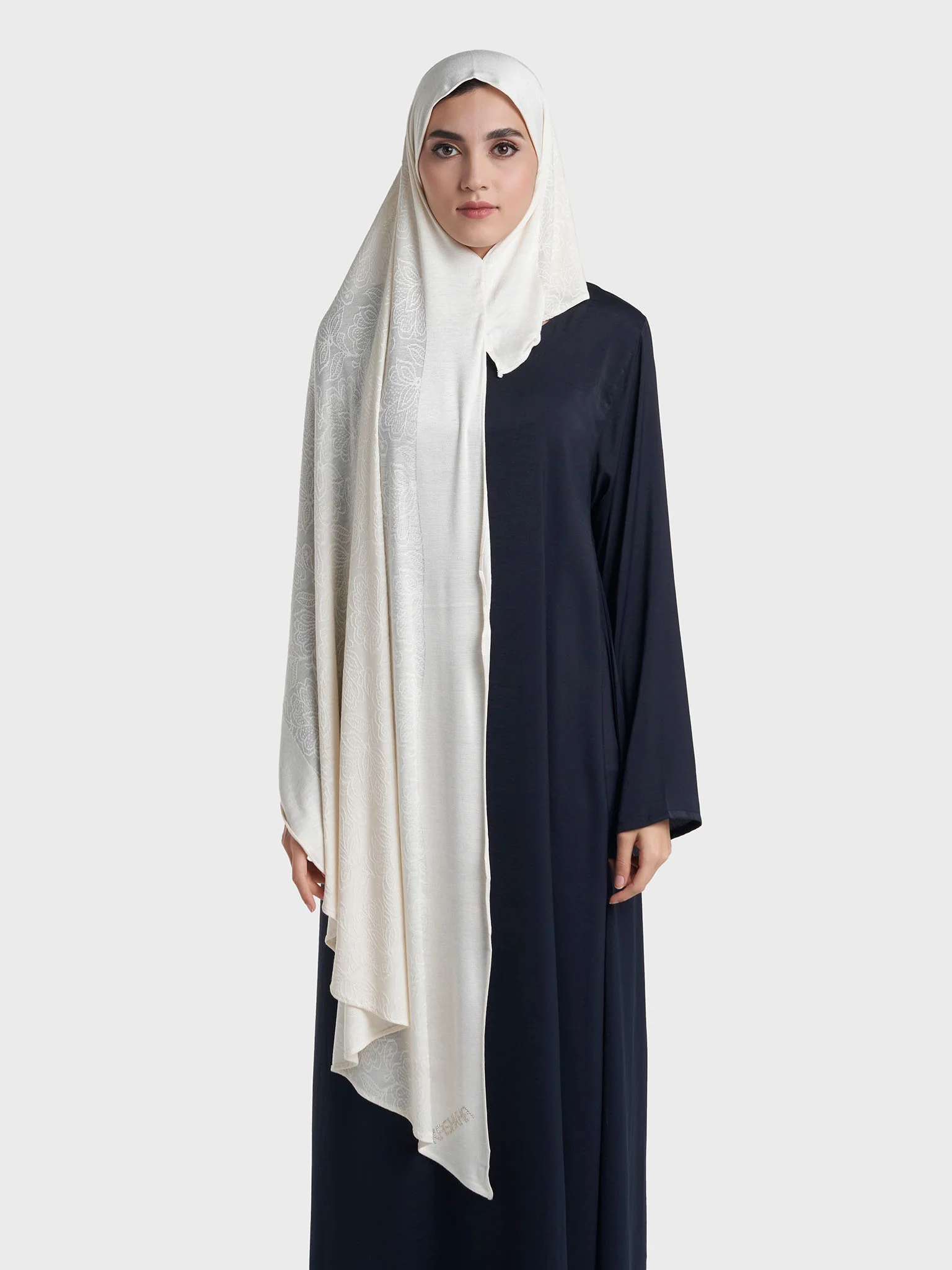 Veins Jacquard Self Print Ready to Wear Jersey Hijab (SRKP22131L) - Image 23