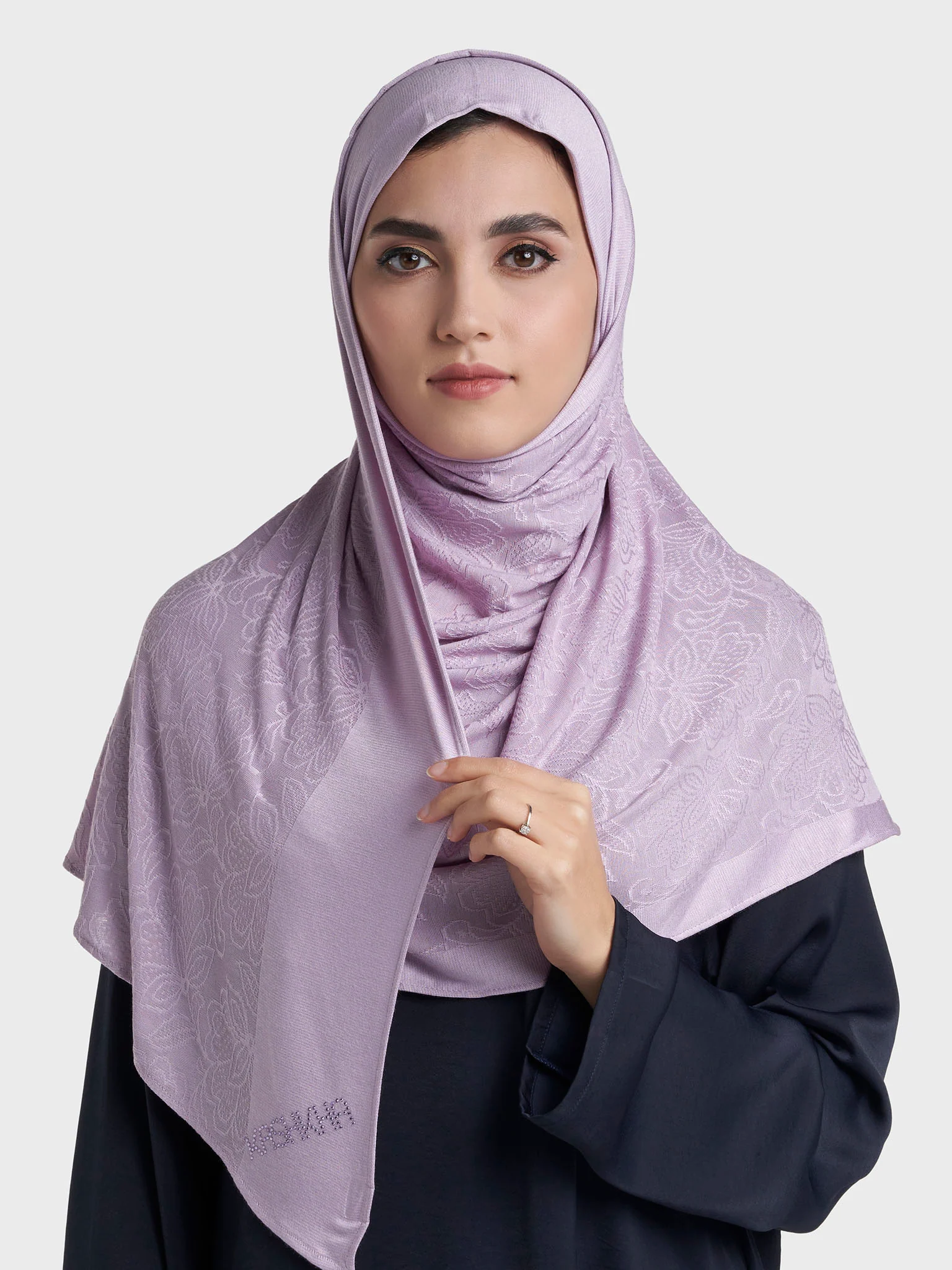 Veins Jacquard Self Print Ready to Wear Jersey Hijab (SRKP22131L) - Image 3
