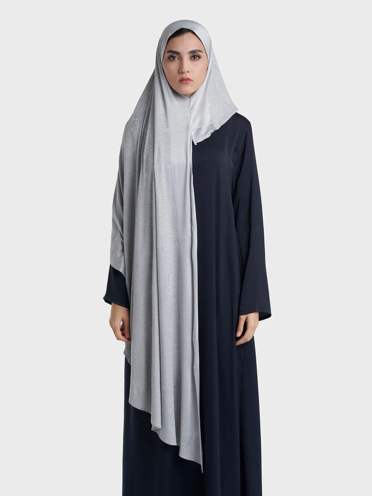 Veins Jacquard Self Print Ready to Wear Jersey Hijab (SRKP22131L) - Image 31