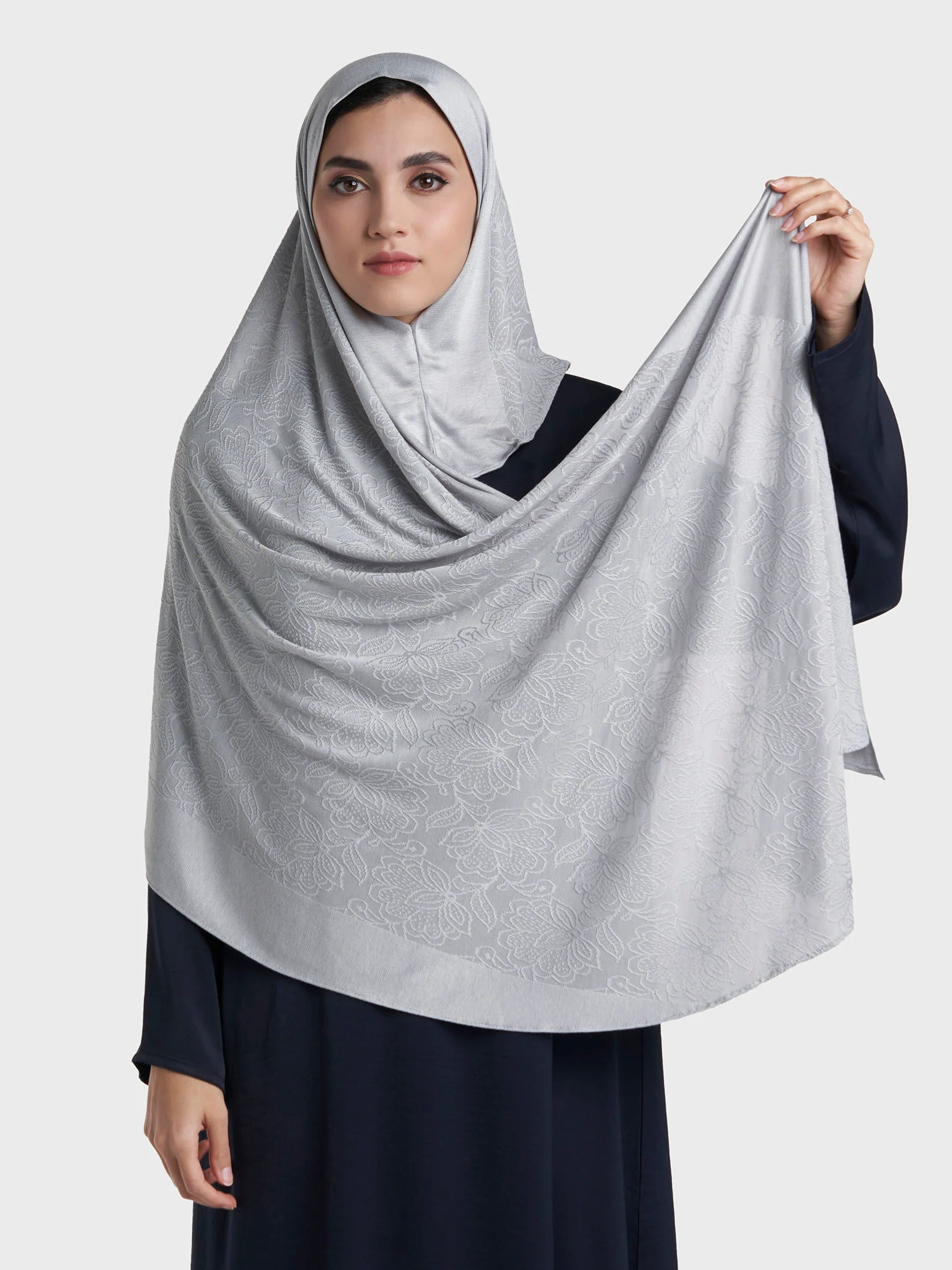 Veins Jacquard Self Print Ready to Wear Jersey Hijab (SRKP22131L) - Image 32