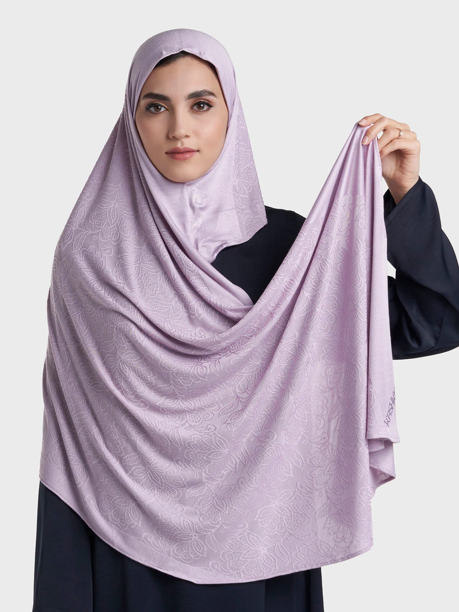 Veins Jacquard Self Print Ready to Wear Jersey Hijab (SRKP22131L) - Image 35