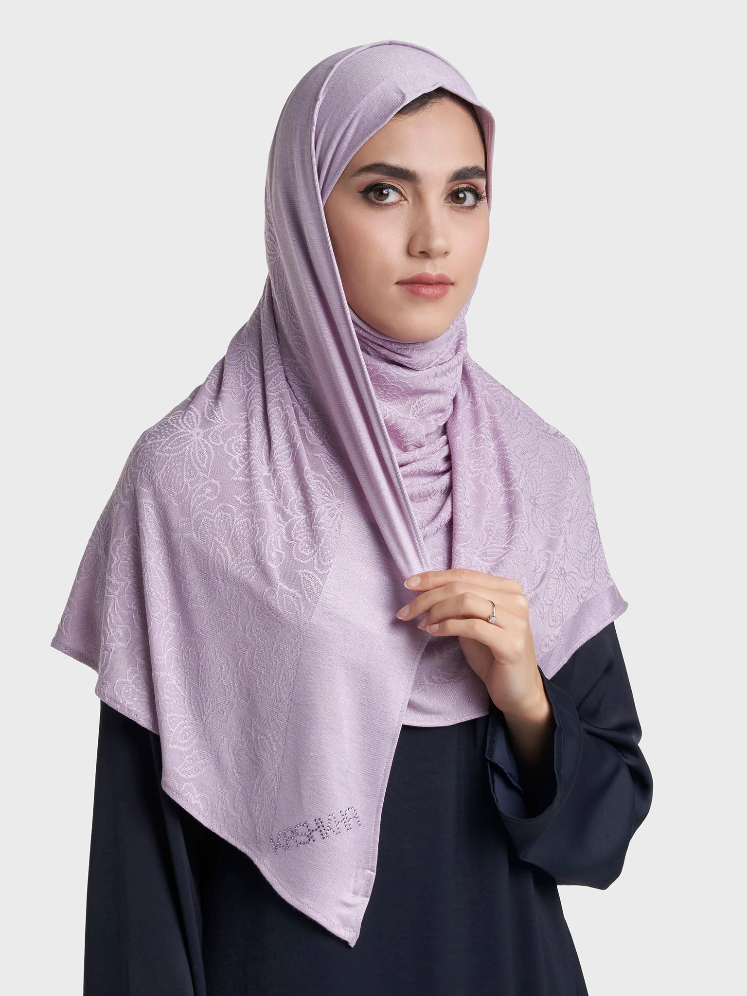 Veins Jacquard Self Print Ready to Wear Jersey Hijab (SRKP22131L) - Image 37