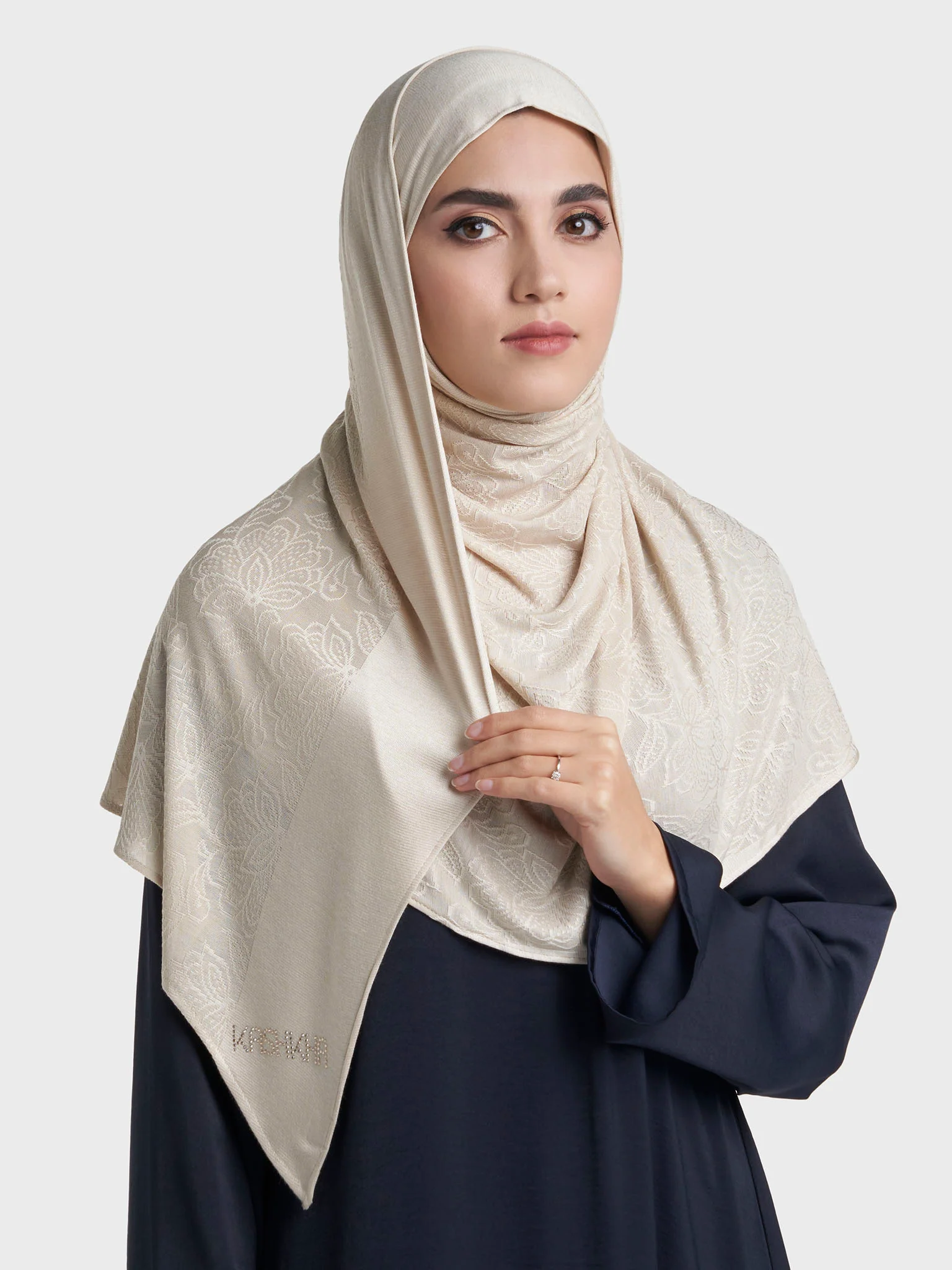 Veins Jacquard Self Print Ready to Wear Jersey Hijab (SRKP22131L) - Image 41