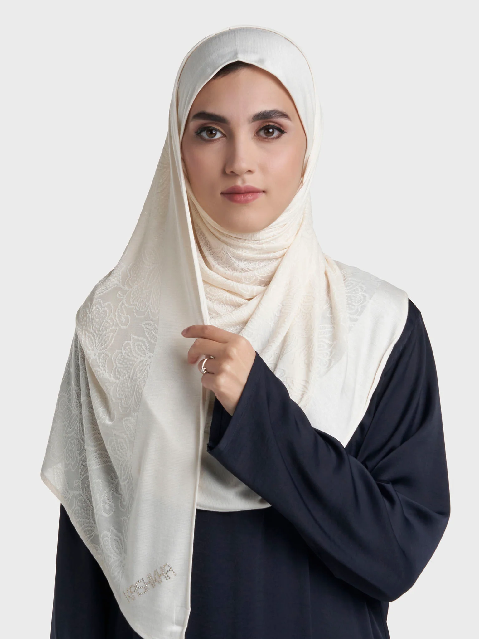 Veins Jacquard Self Print Ready to Wear Jersey Hijab (SRKP22131L) - Image 6