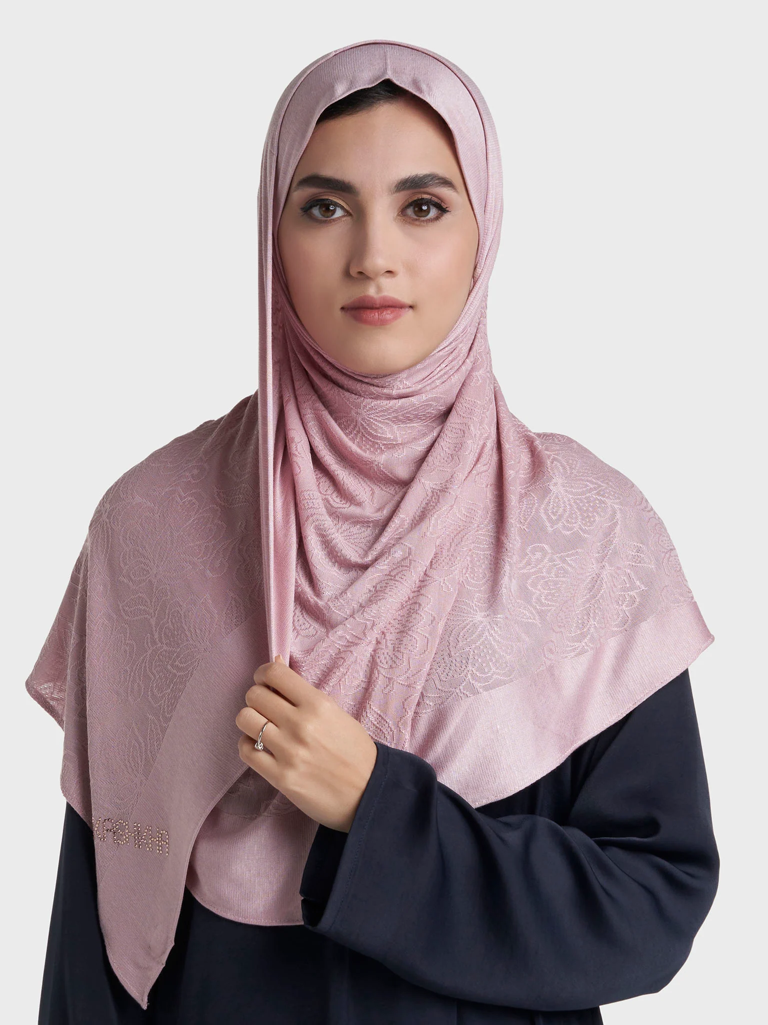 Veins Jacquard Self Print Ready to Wear Jersey Hijab (SRKP22131L) - Image 9