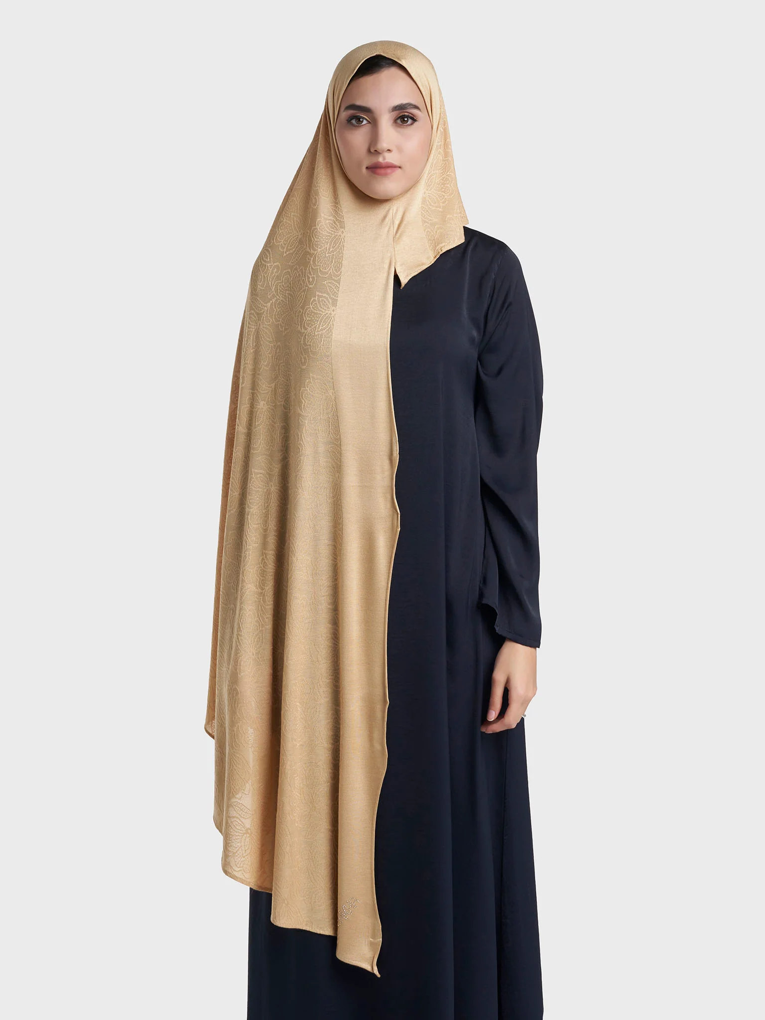 Floral Jacquard Self Print Ready to Wear Jersey Hijab (SRKP22132L) - Image 10