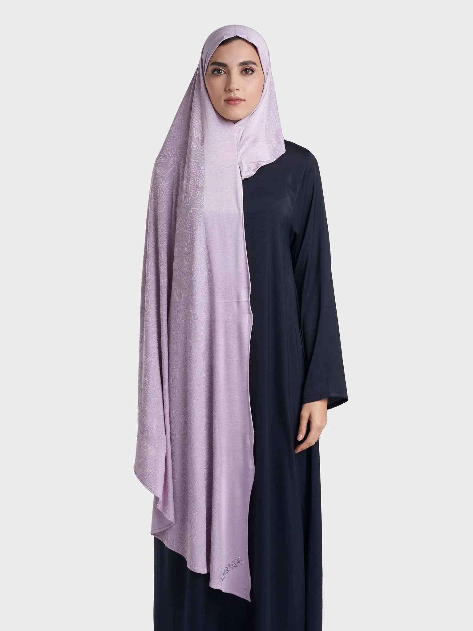 Floral Jacquard Self Print Ready to Wear Jersey Hijab (SRKP22132L) - Image 27