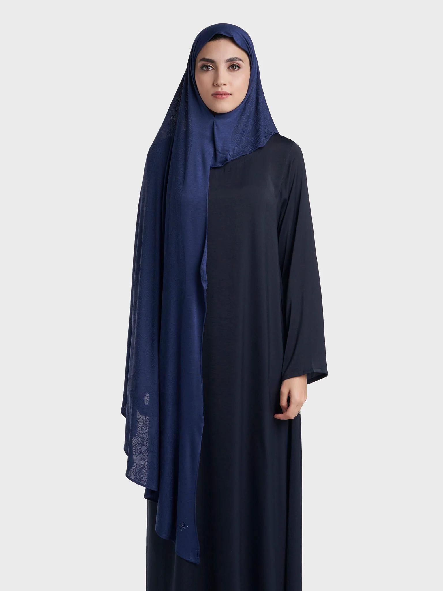 Floral Jacquard Self Print Ready to Wear Jersey Hijab (SRKP22132L) - Image 42