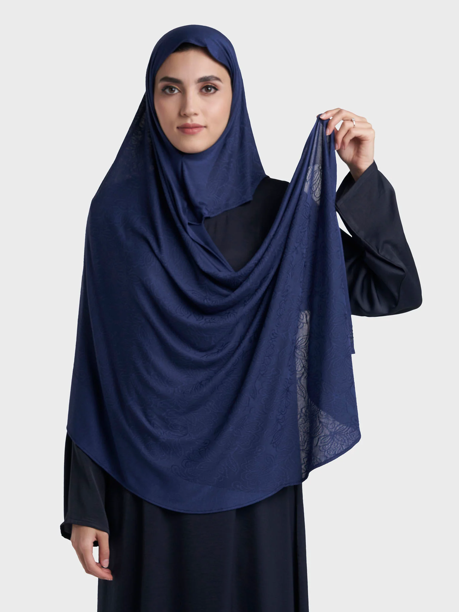 Floral Jacquard Self Print Ready to Wear Jersey Hijab (SRKP22132L) - Image 43