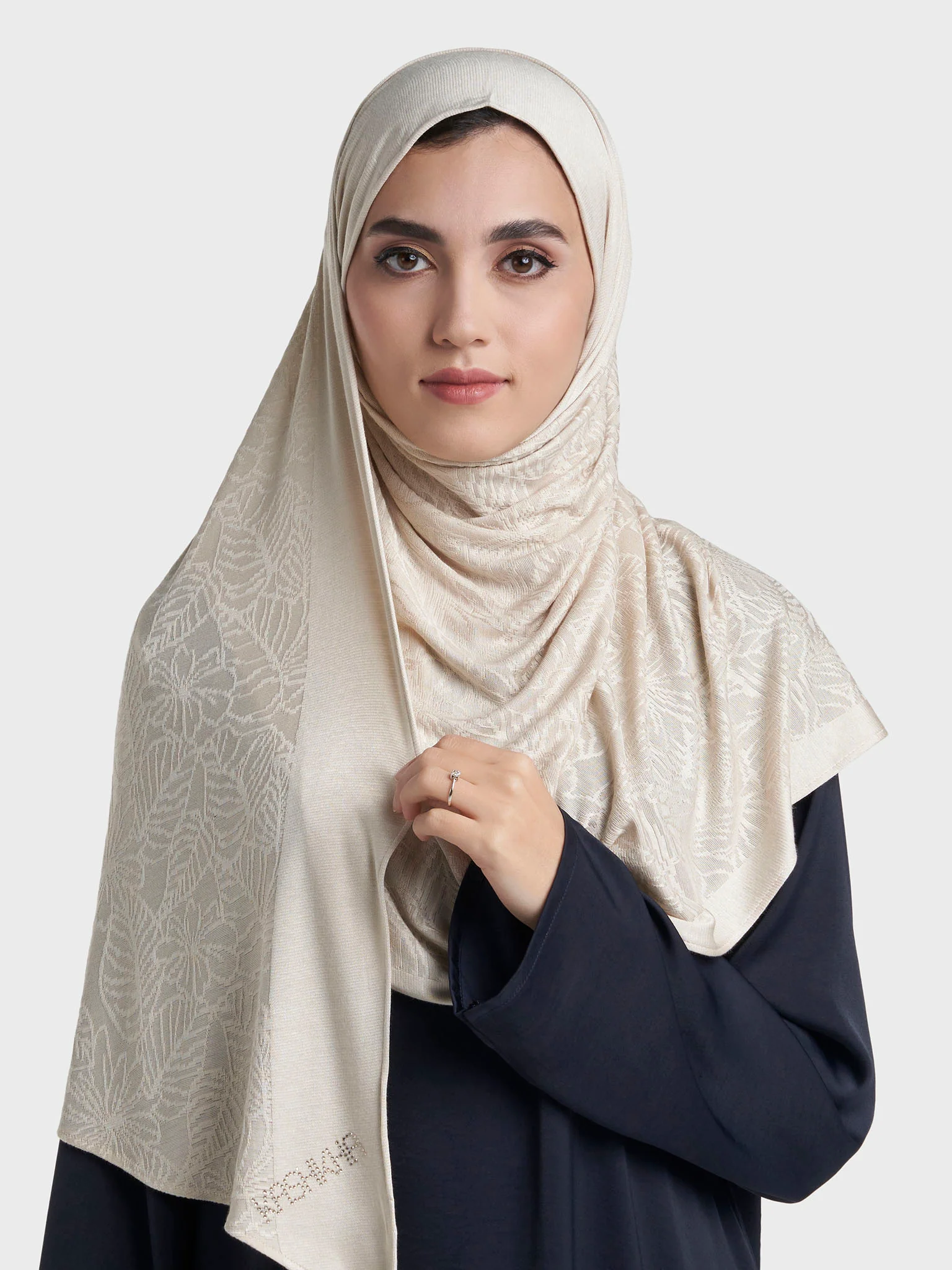 Floral Jacquard Self Print Ready to Wear Jersey Hijab (SRKP22133L)