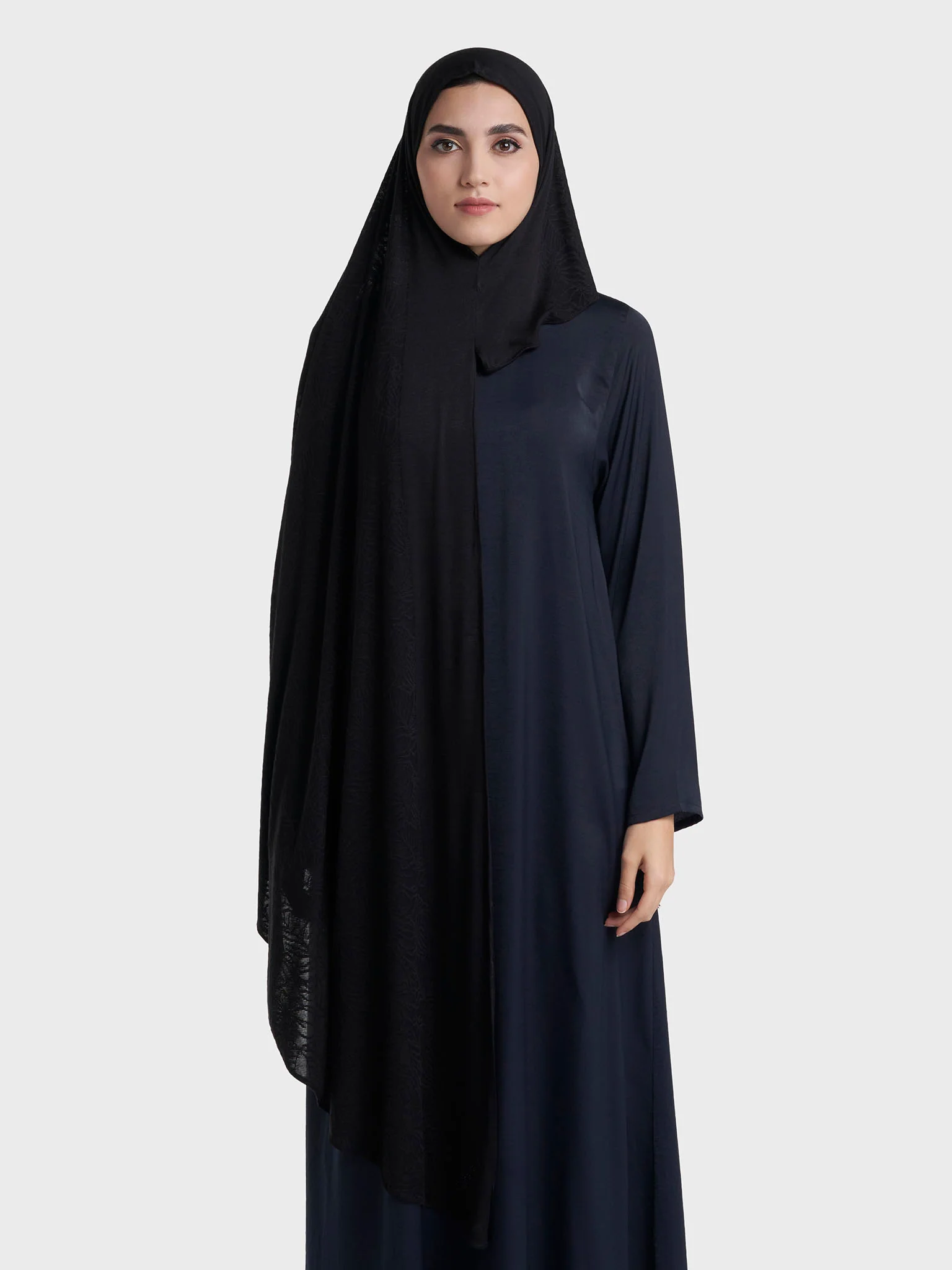 Floral Jacquard Self Print Ready to Wear Jersey Hijab (SRKP22133L) - Image 15