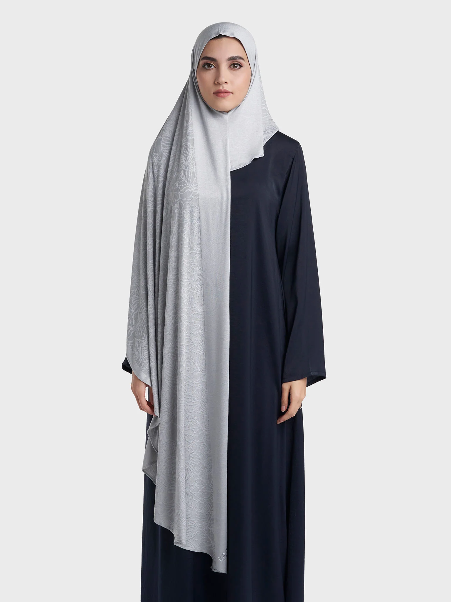 Floral Jacquard Self Print Ready to Wear Jersey Hijab (SRKP22133L) - Image 27