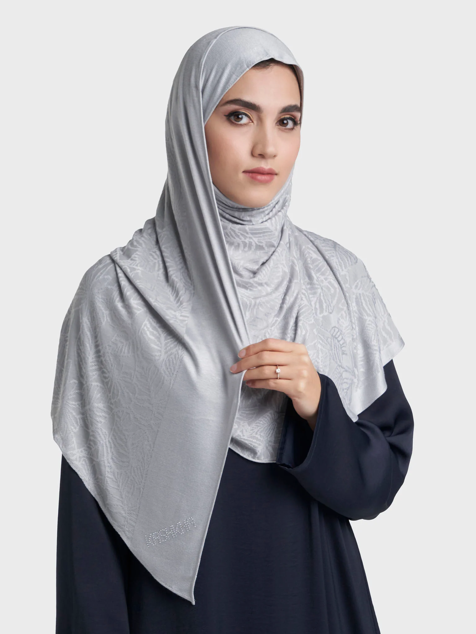 Floral Jacquard Self Print Ready to Wear Jersey Hijab (SRKP22133L) - Image 29