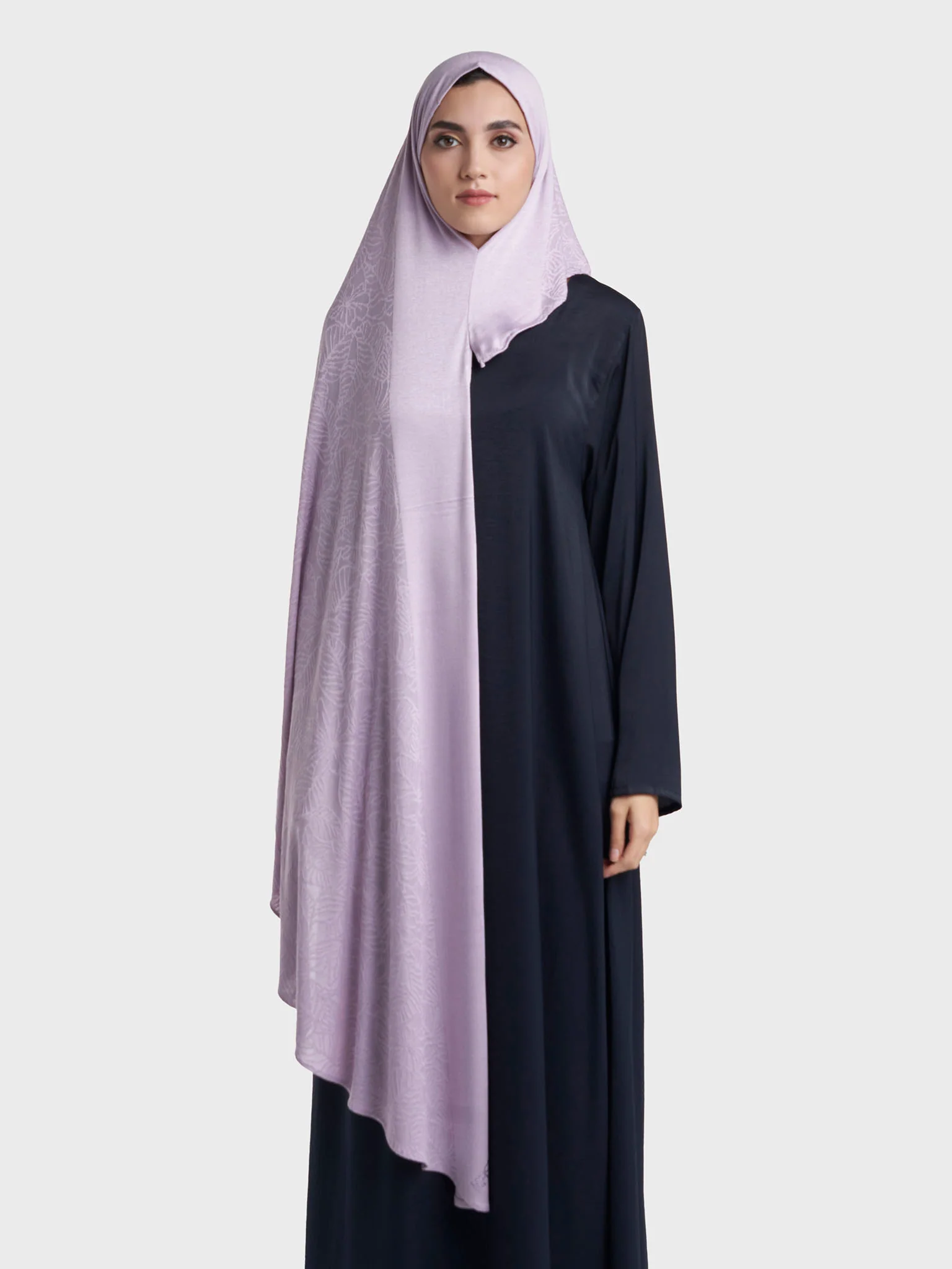 Floral Jacquard Self Print Ready to Wear Jersey Hijab (SRKP22133L) - Image 31