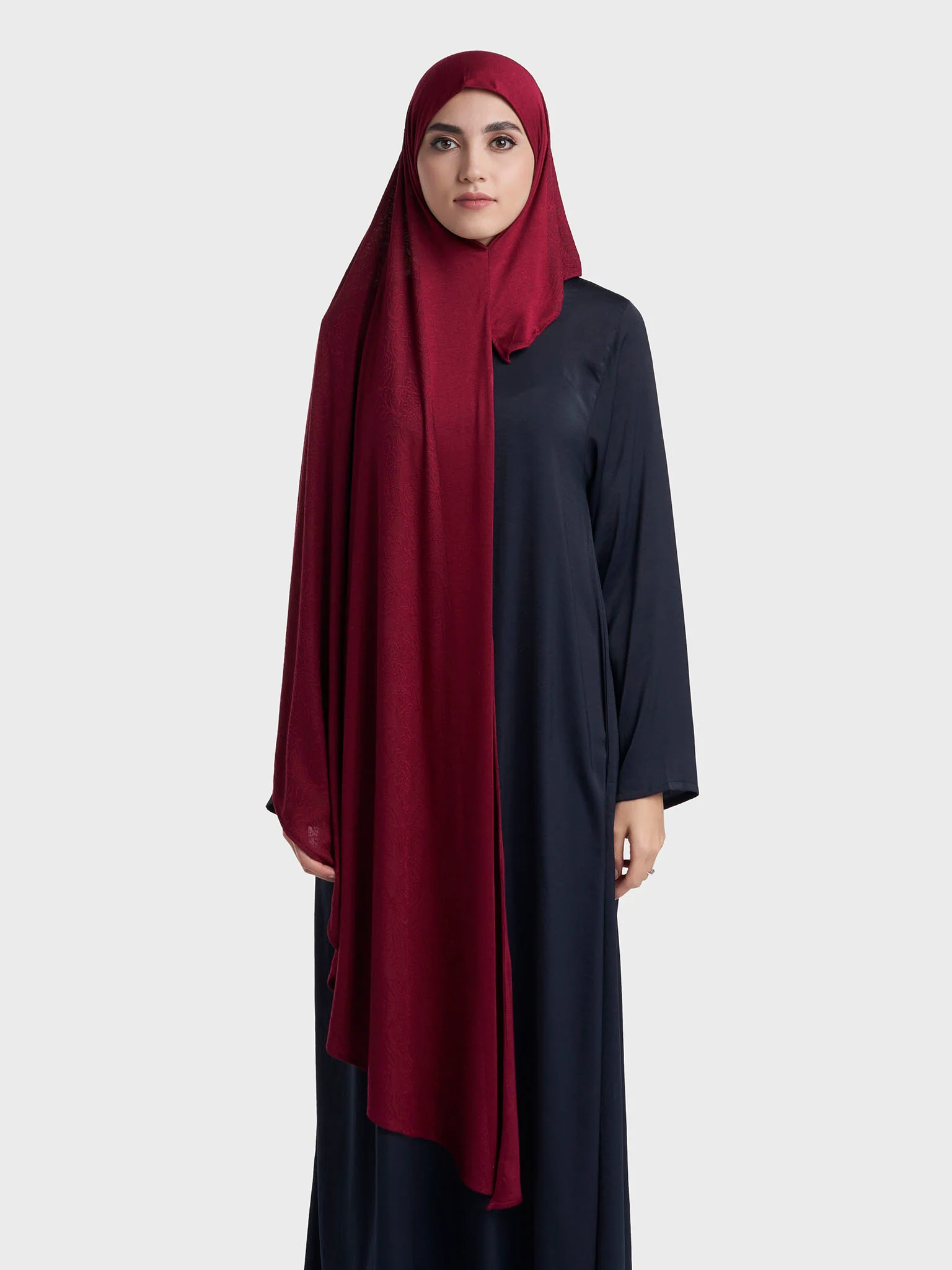 Floral Jacquard Self Print Ready to Wear Jersey Hijab (SRKP22133L) - Image 39