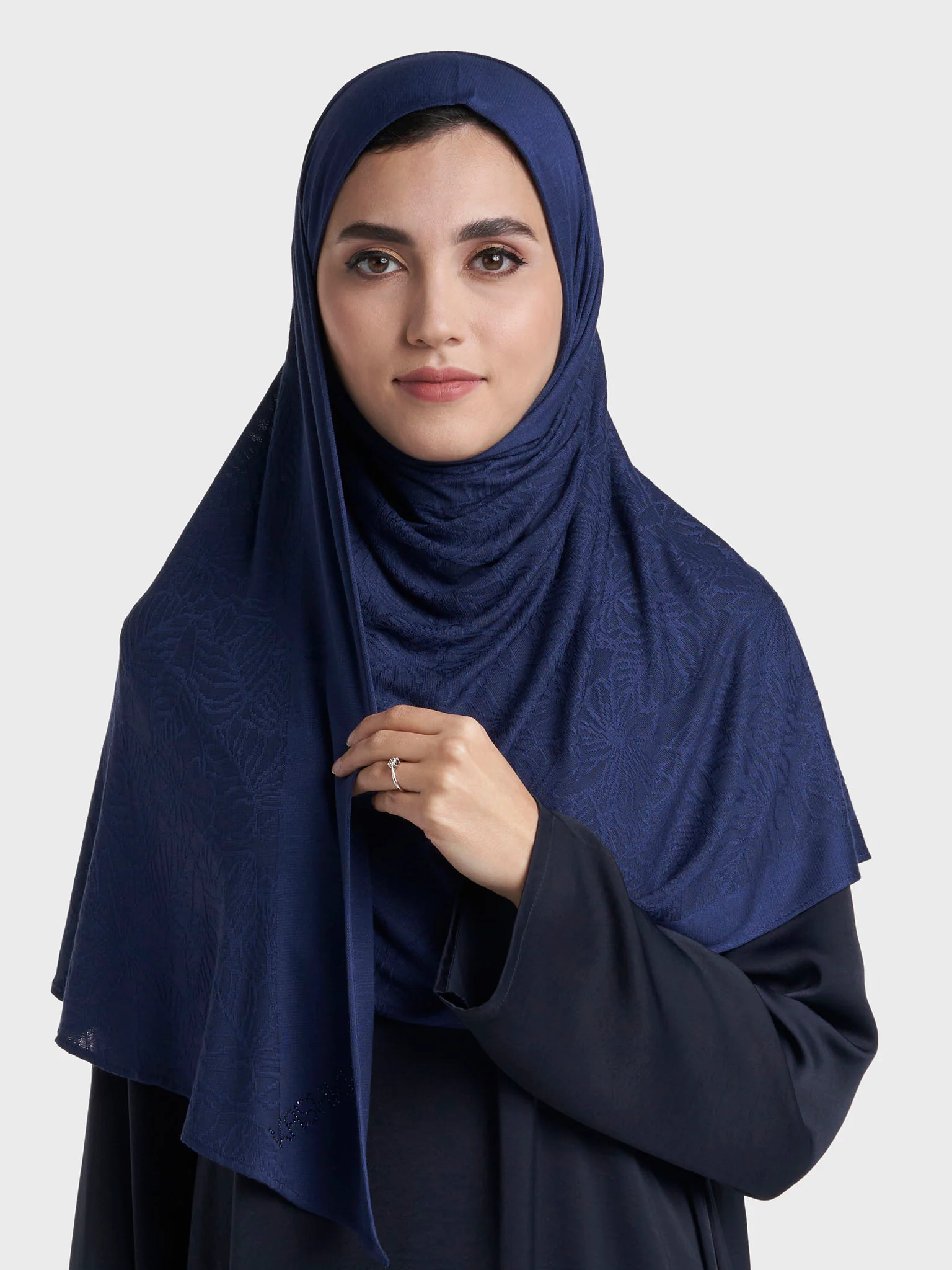 Floral Jacquard Self Print Ready to Wear Jersey Hijab (SRKP22133L) - Image 4