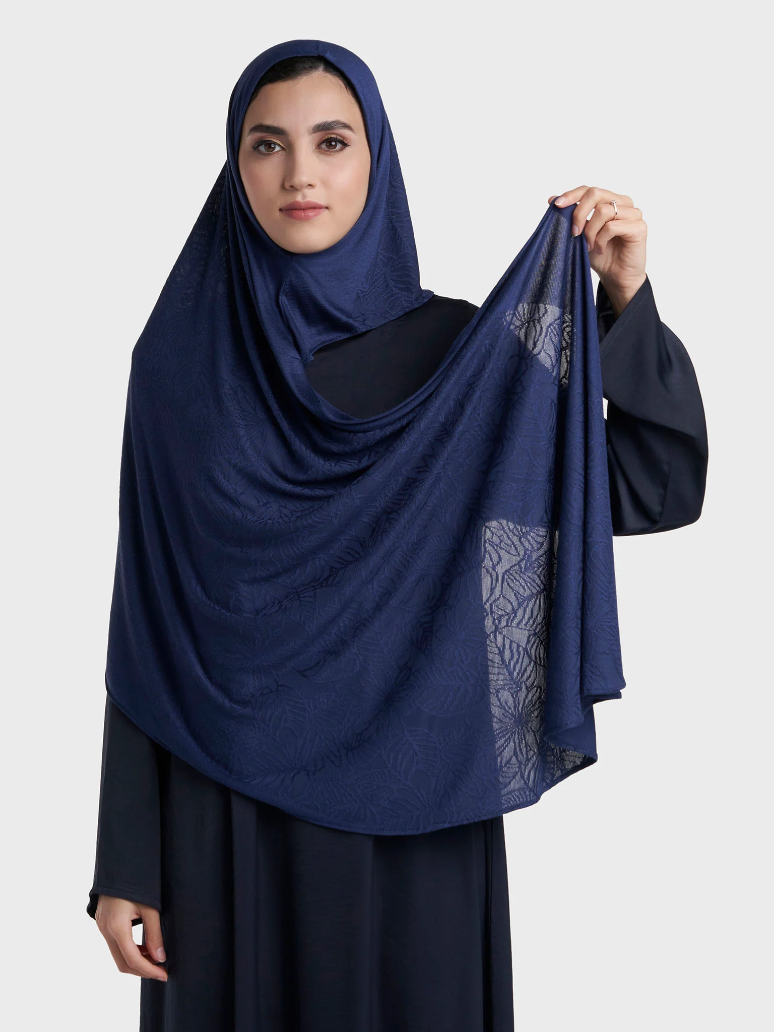 Floral Jacquard Self Print Ready to Wear Jersey Hijab (SRKP22133L) - Image 44