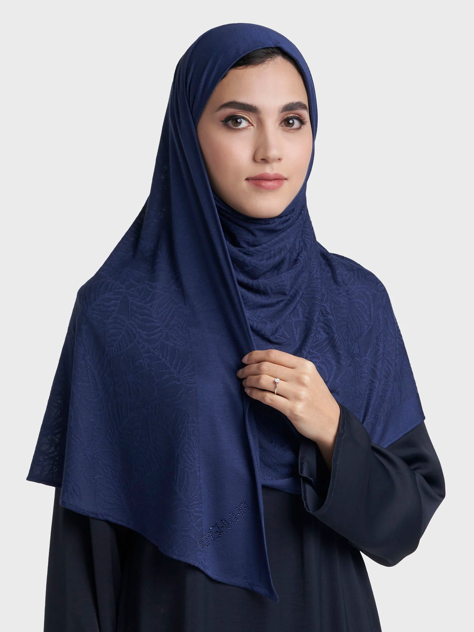 Floral Jacquard Self Print Ready to Wear Jersey Hijab (SRKP22133L) - Image 45
