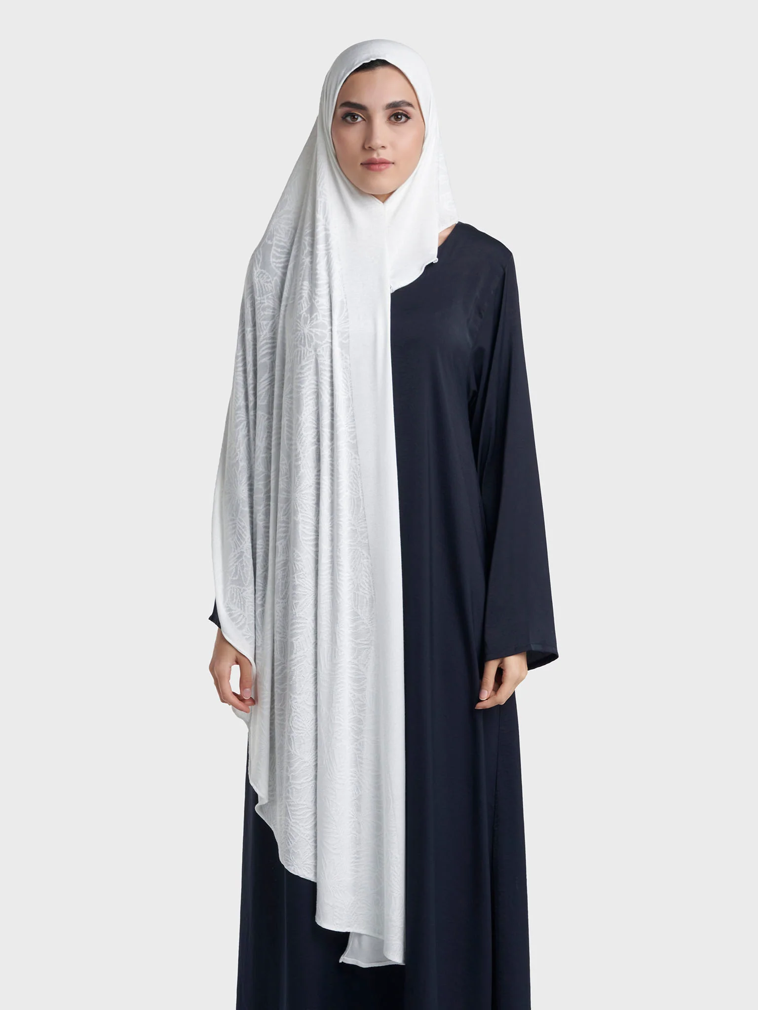 Floral Jacquard Self Print Ready to Wear Jersey Hijab (SRKP22133L) - Image 47