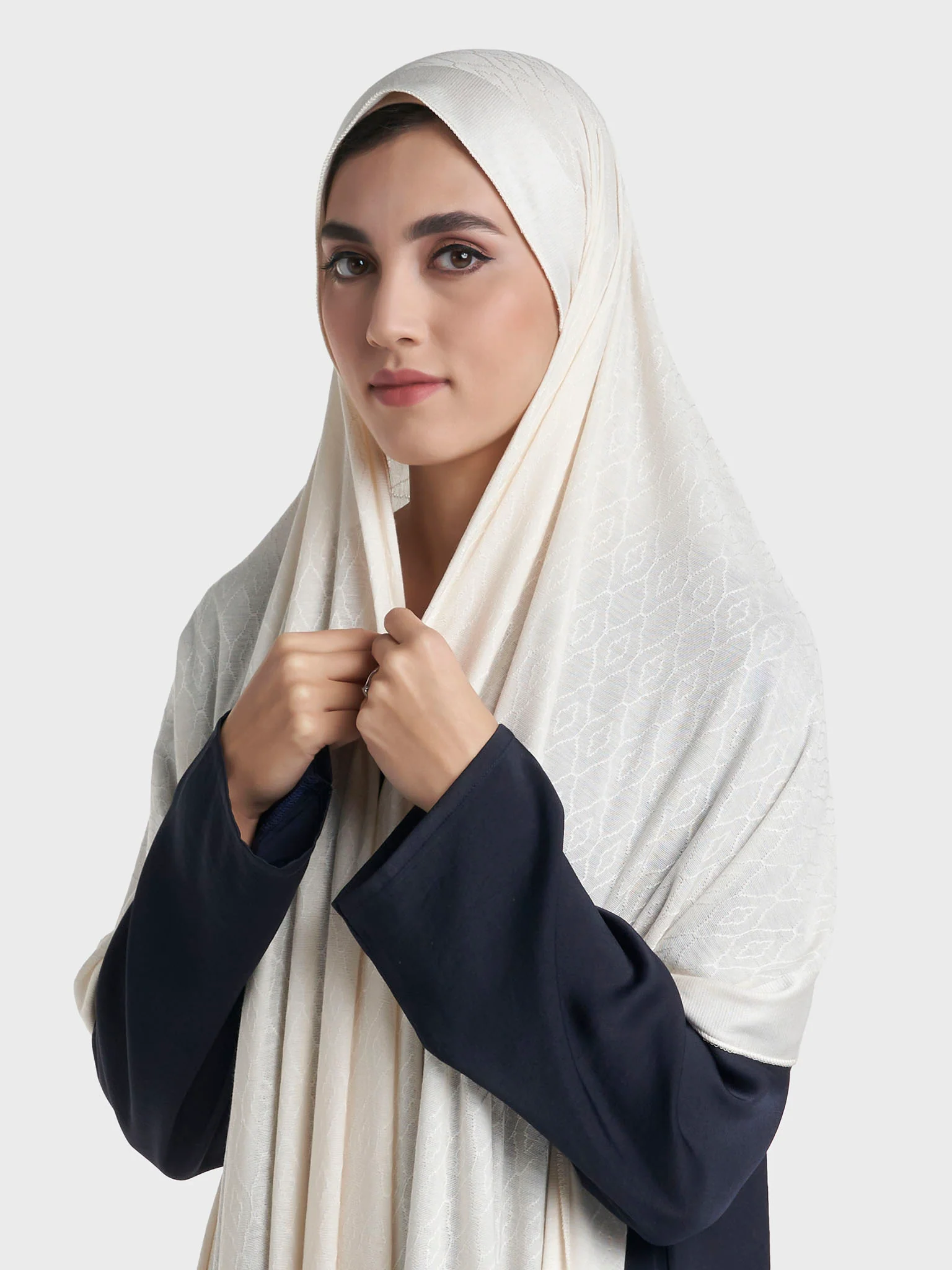 Moroccan Tile Jacquard Self Print Jersey Hijab (SRKP21800) - Image 6