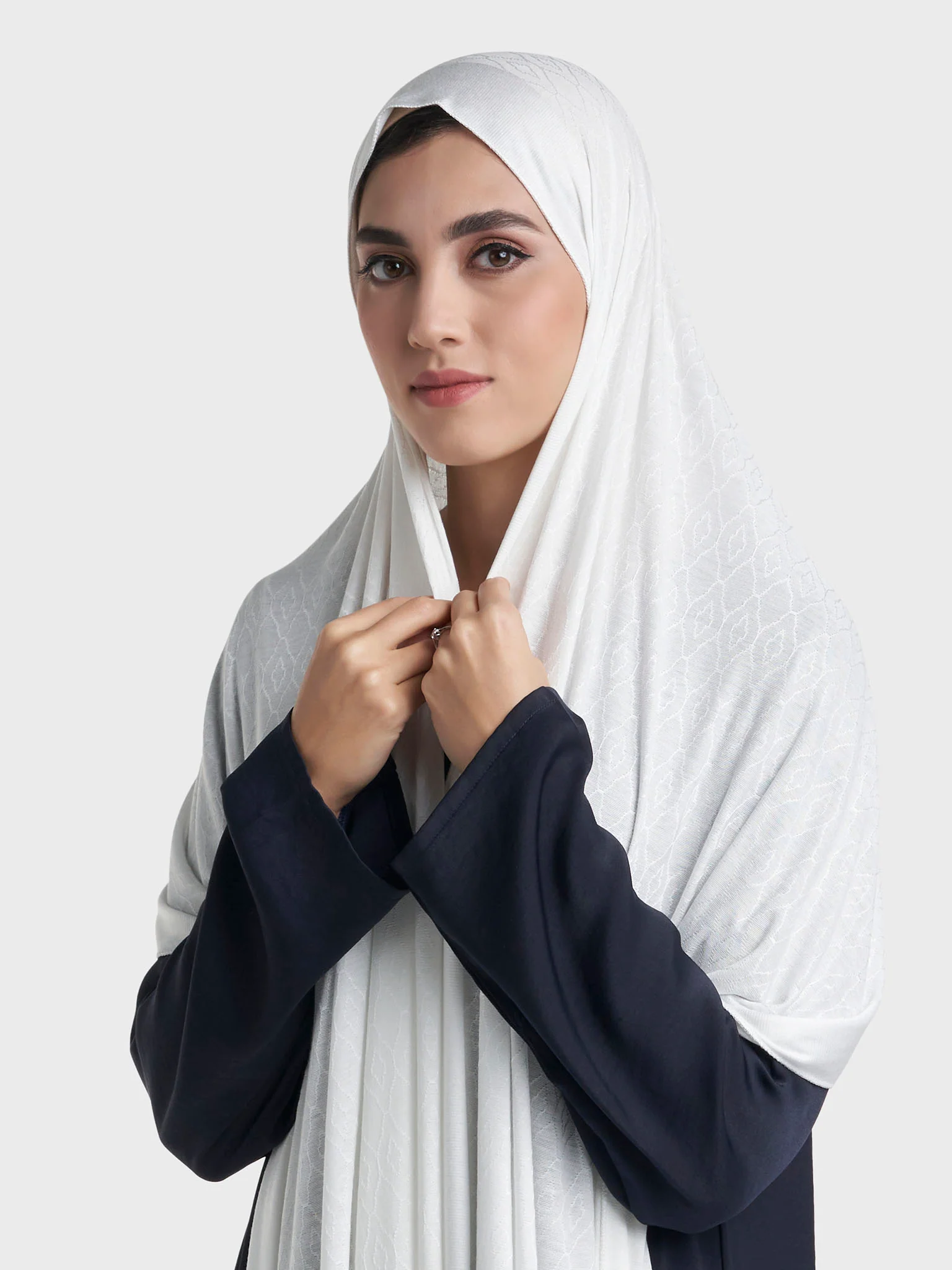 Moroccan Tile Jacquard Self Print Jersey Hijab (SRKP21800) - Image 8