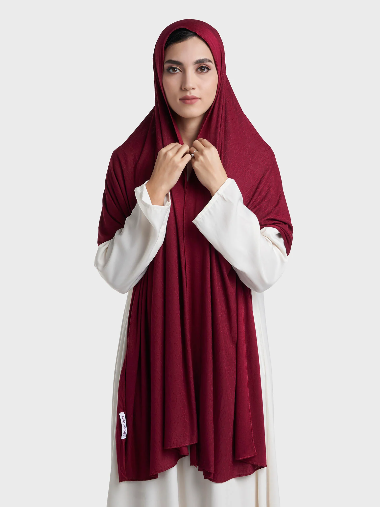 Floral Jacquard Self Print Jersey Hijab (SRKP22127L) - Image 27