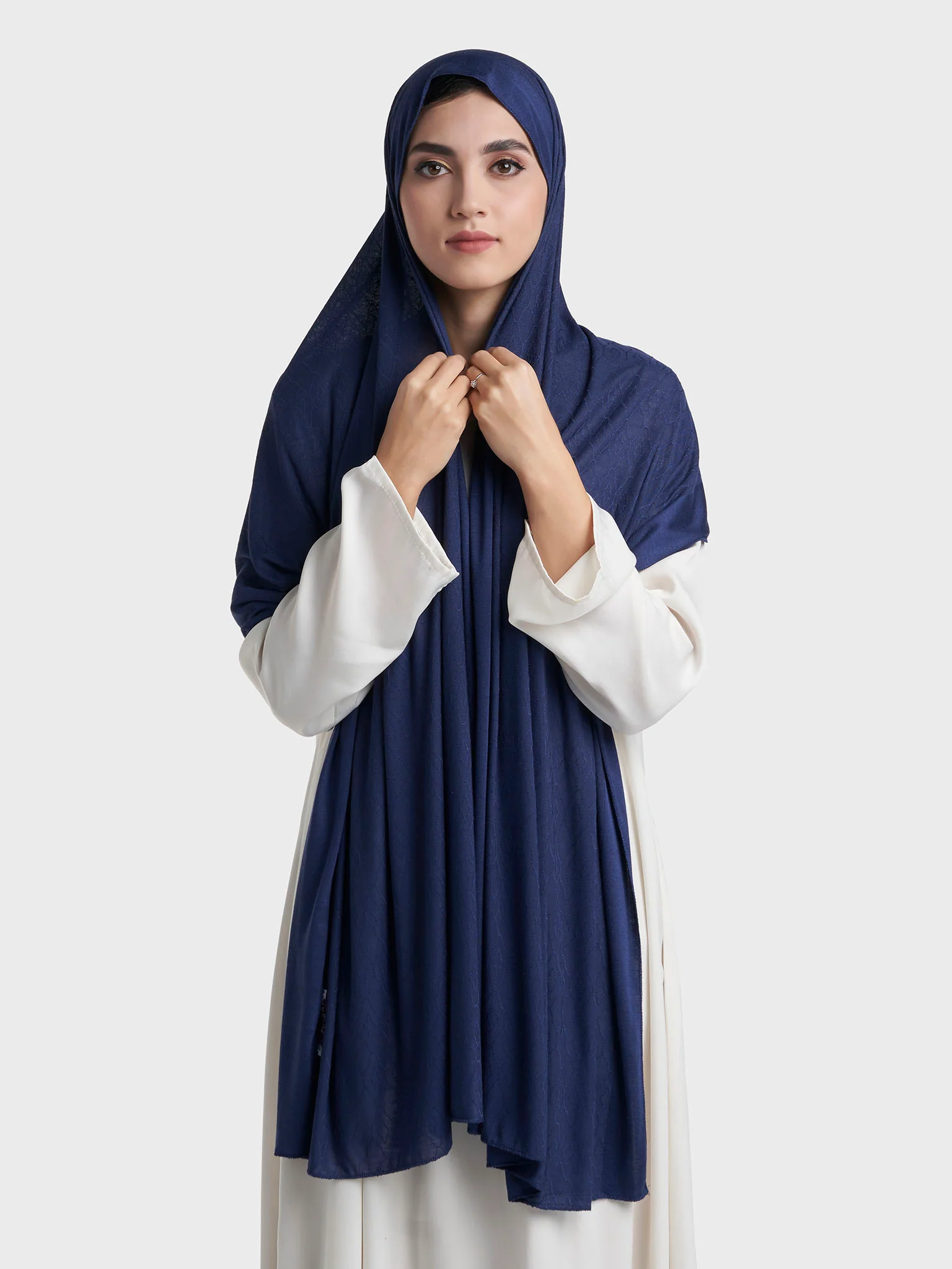 Floral Jacquard Self Print Jersey Hijab (SRKP22127L) - Image 29