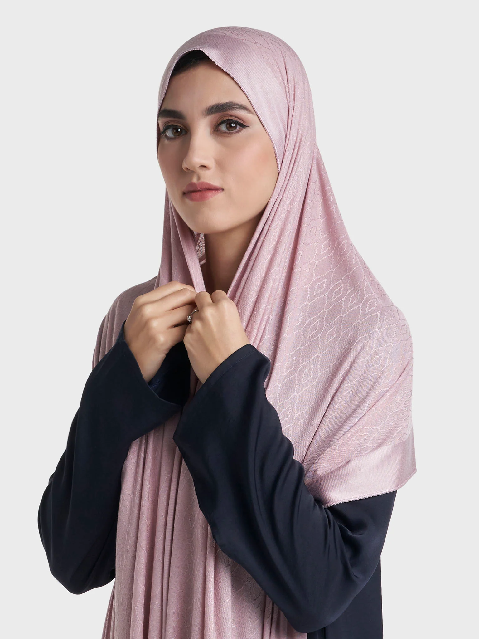 Floral Jacquard Self Print Jersey Hijab (SRKP22127L) - Image 9