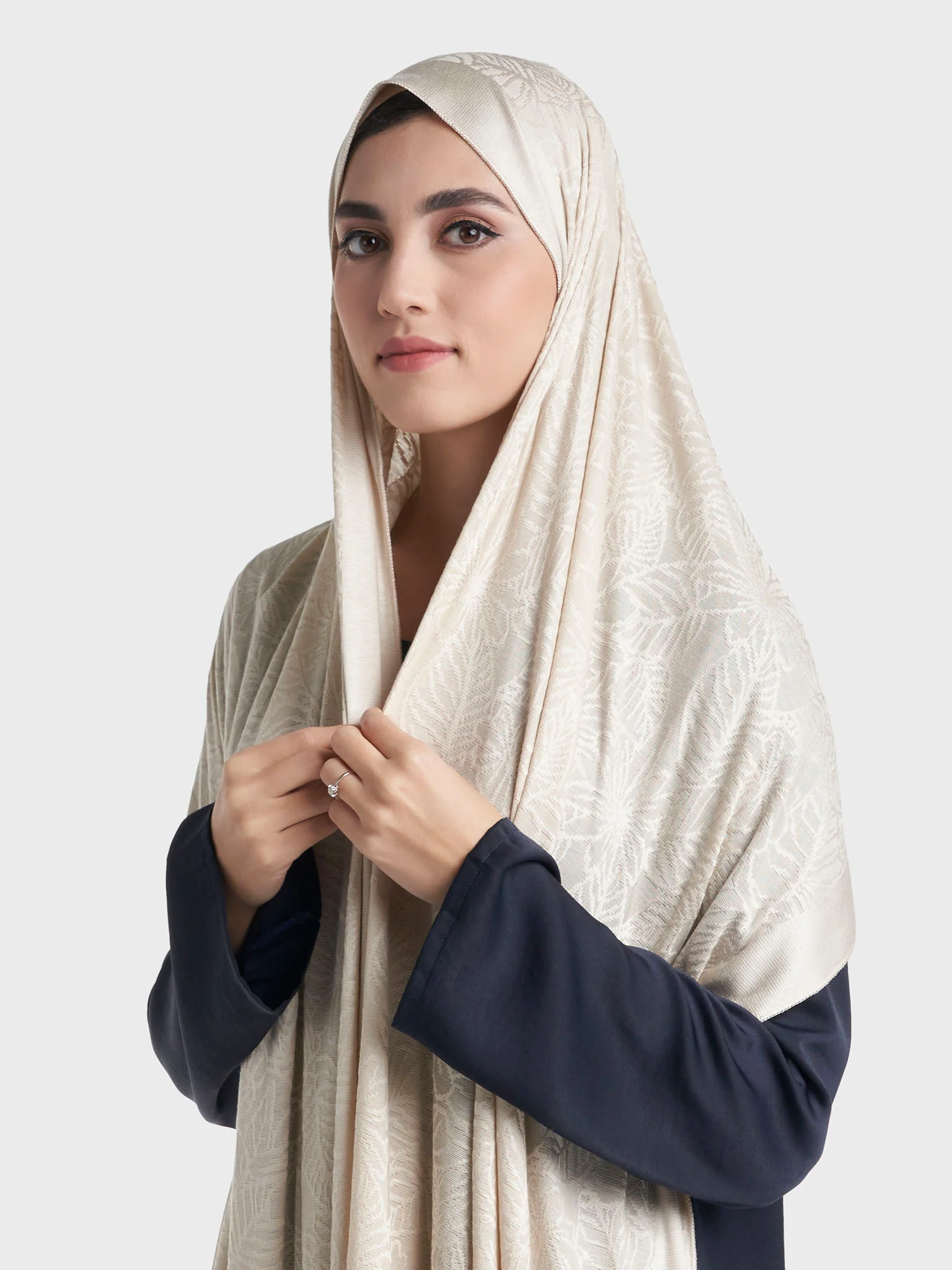 Floral Jacquard Self Print Jersey Hijab (SRKP22128L)