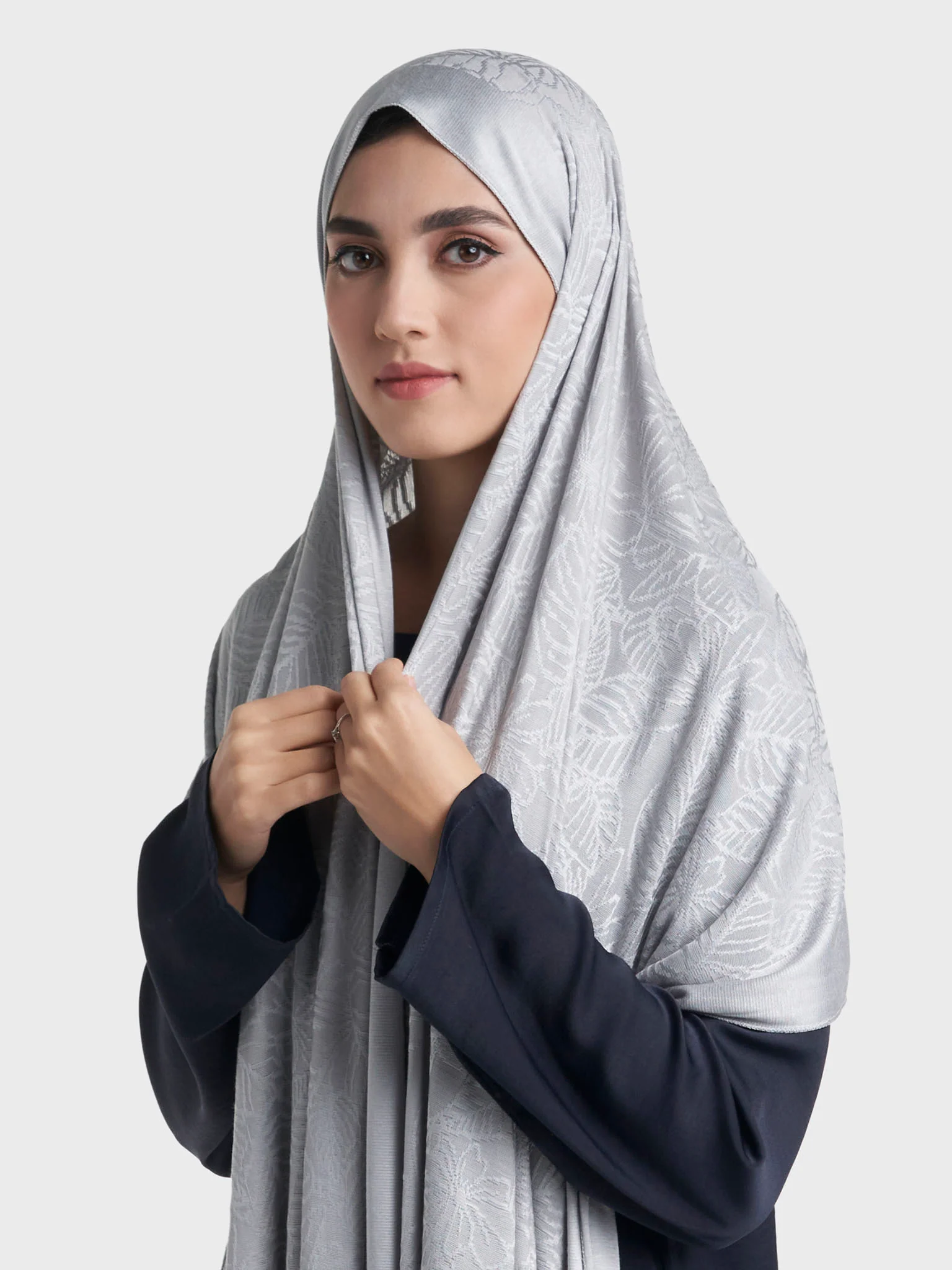 Floral Jacquard Self Print Jersey Hijab (SRKP22128L) - Image 10