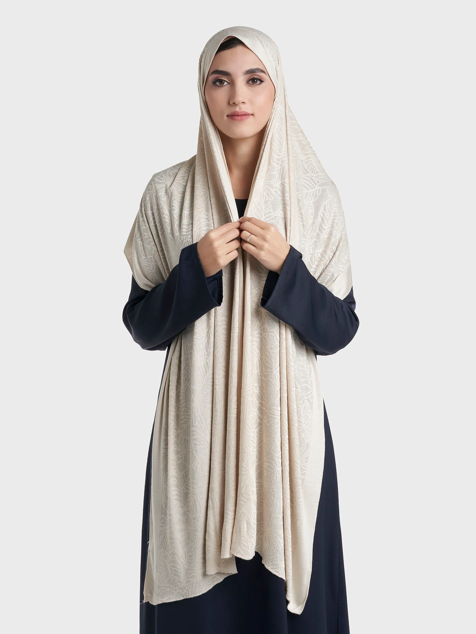 Floral Jacquard Self Print Jersey Hijab (SRKP22128L) - Image 11