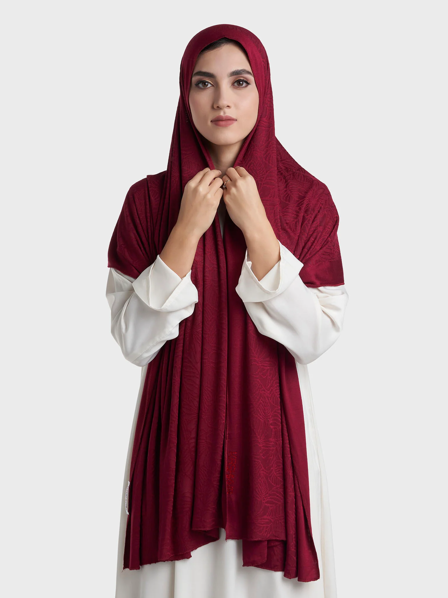Floral Jacquard Self Print Jersey Hijab (SRKP22128L) - Image 13