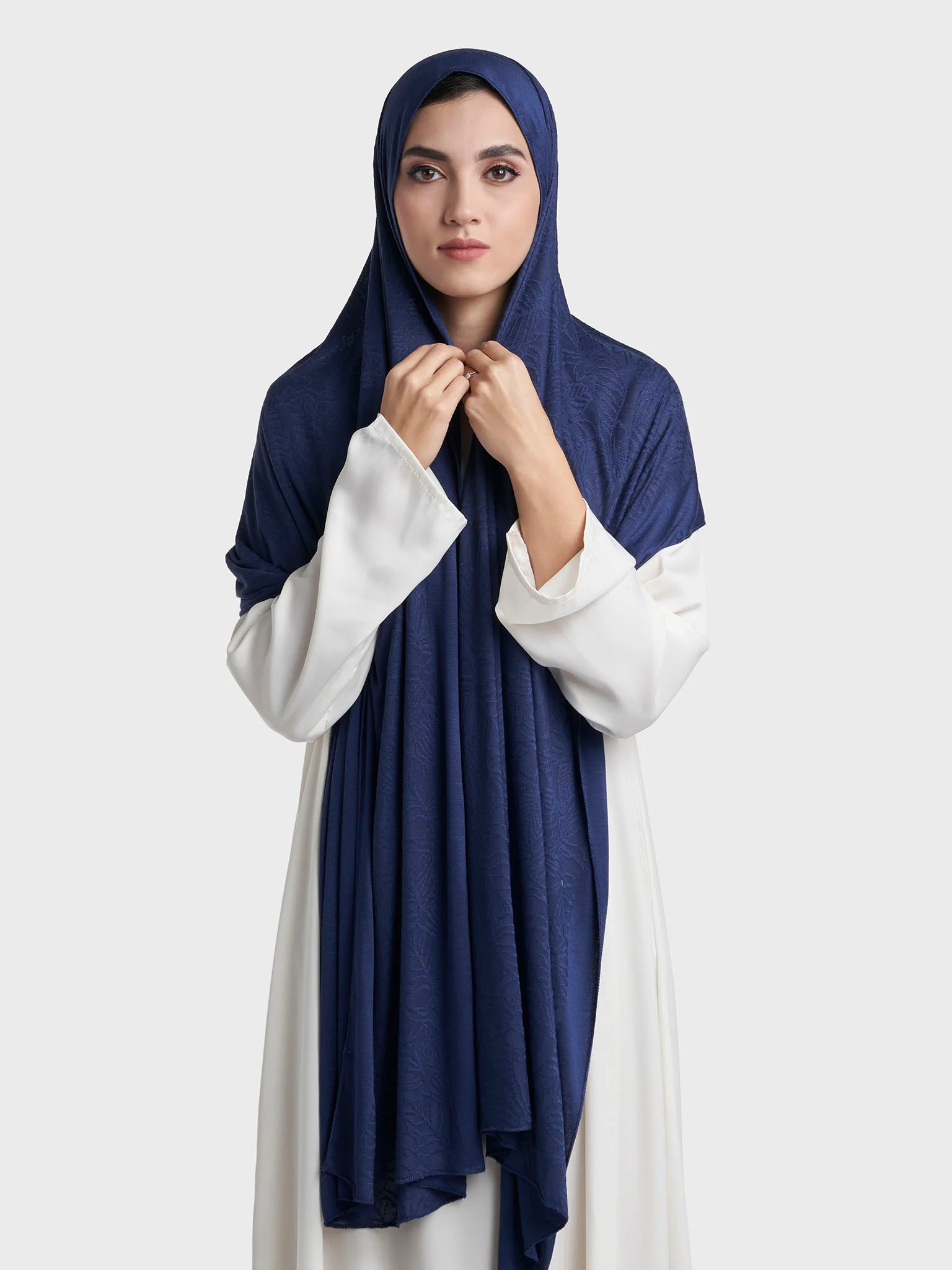 Floral Jacquard Self Print Jersey Hijab (SRKP22128L) - Image 15