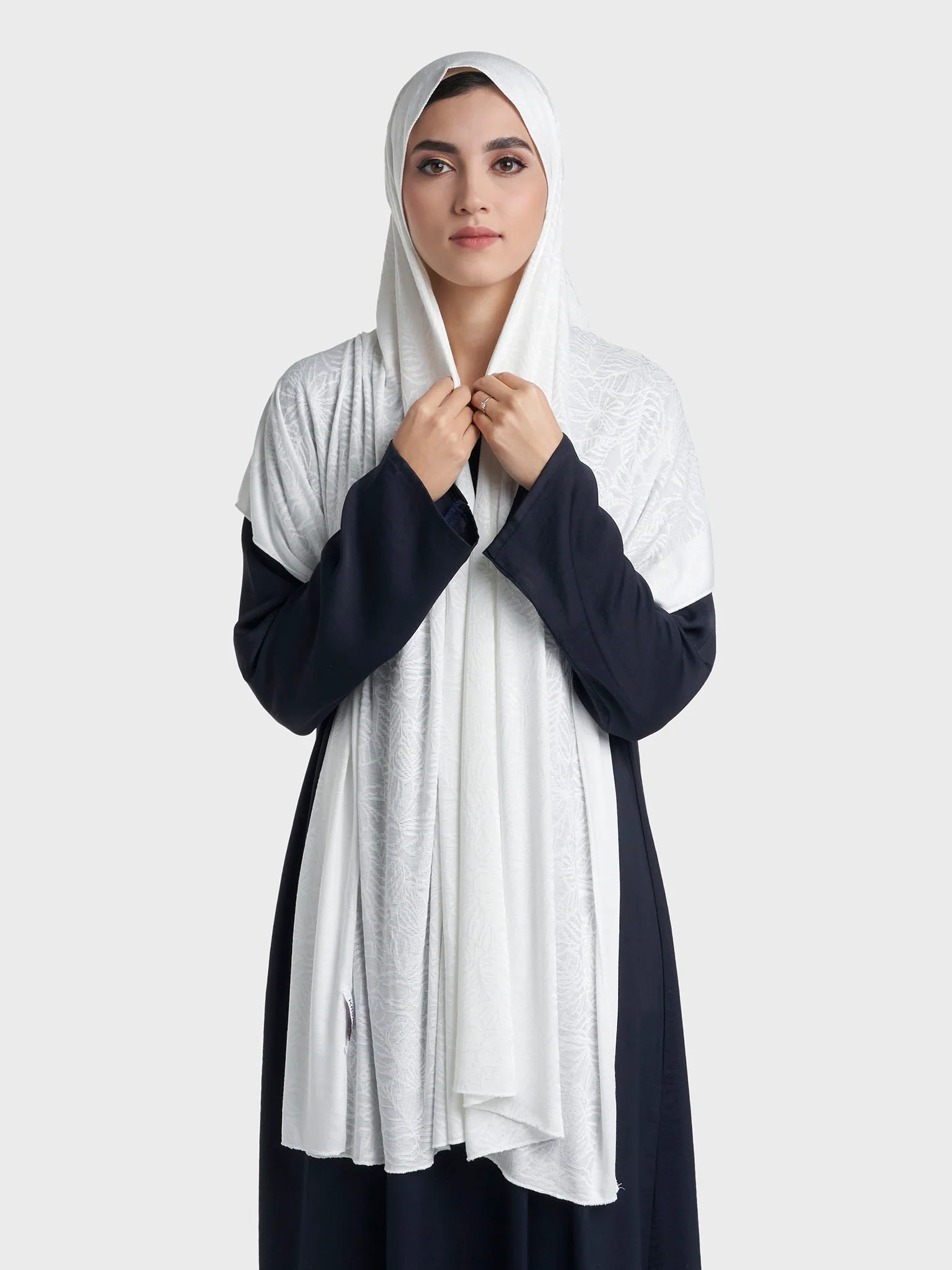 Floral Jacquard Self Print Jersey Hijab (SRKP22128L) - Image 17