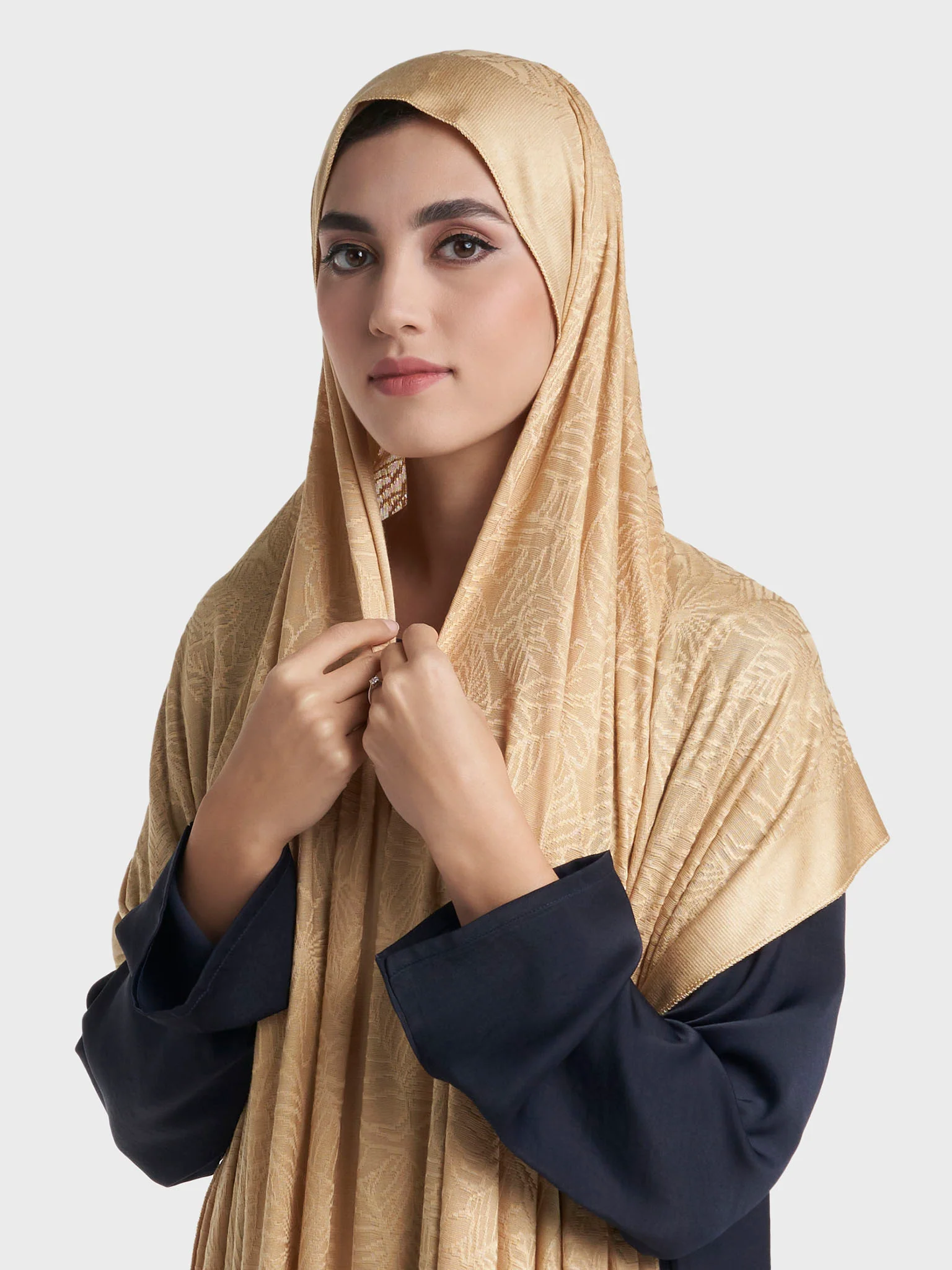 Floral Jacquard Self Print Jersey Hijab (SRKP22128L) - Image 2
