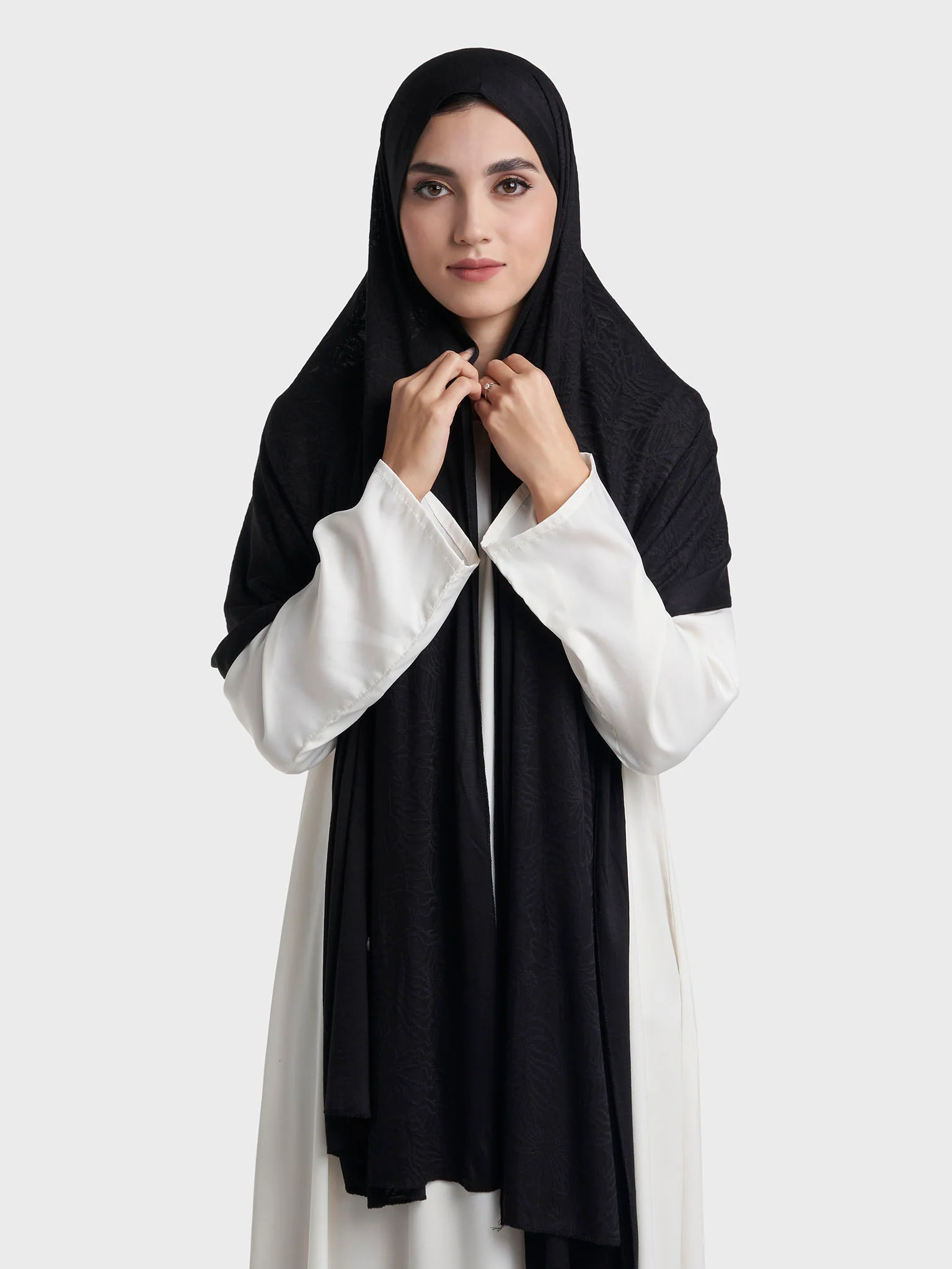 Floral Jacquard Self Print Jersey Hijab (SRKP22128L) - Image 21