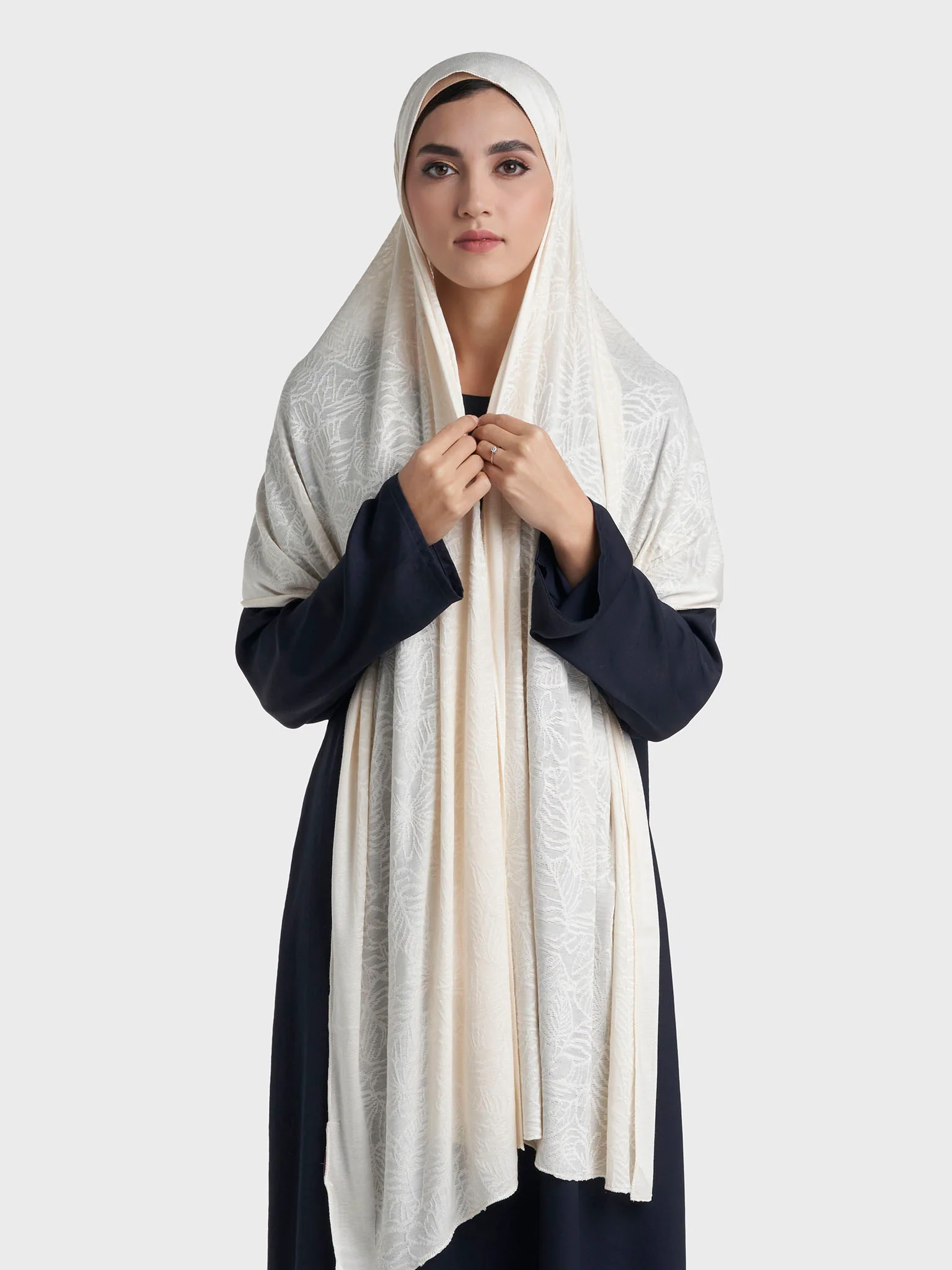 Floral Jacquard Self Print Jersey Hijab (SRKP22128L) - Image 23