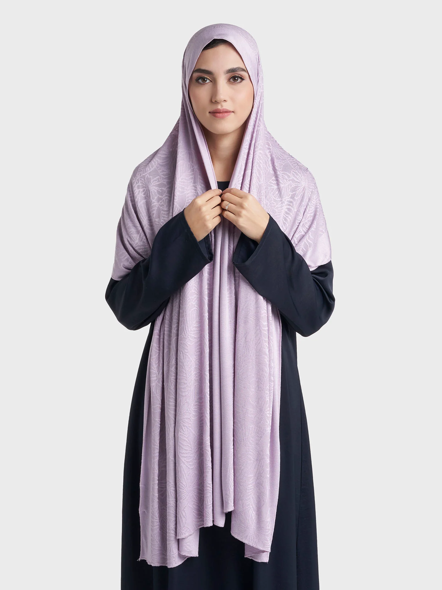 Floral Jacquard Self Print Jersey Hijab (SRKP22128L) - Image 29